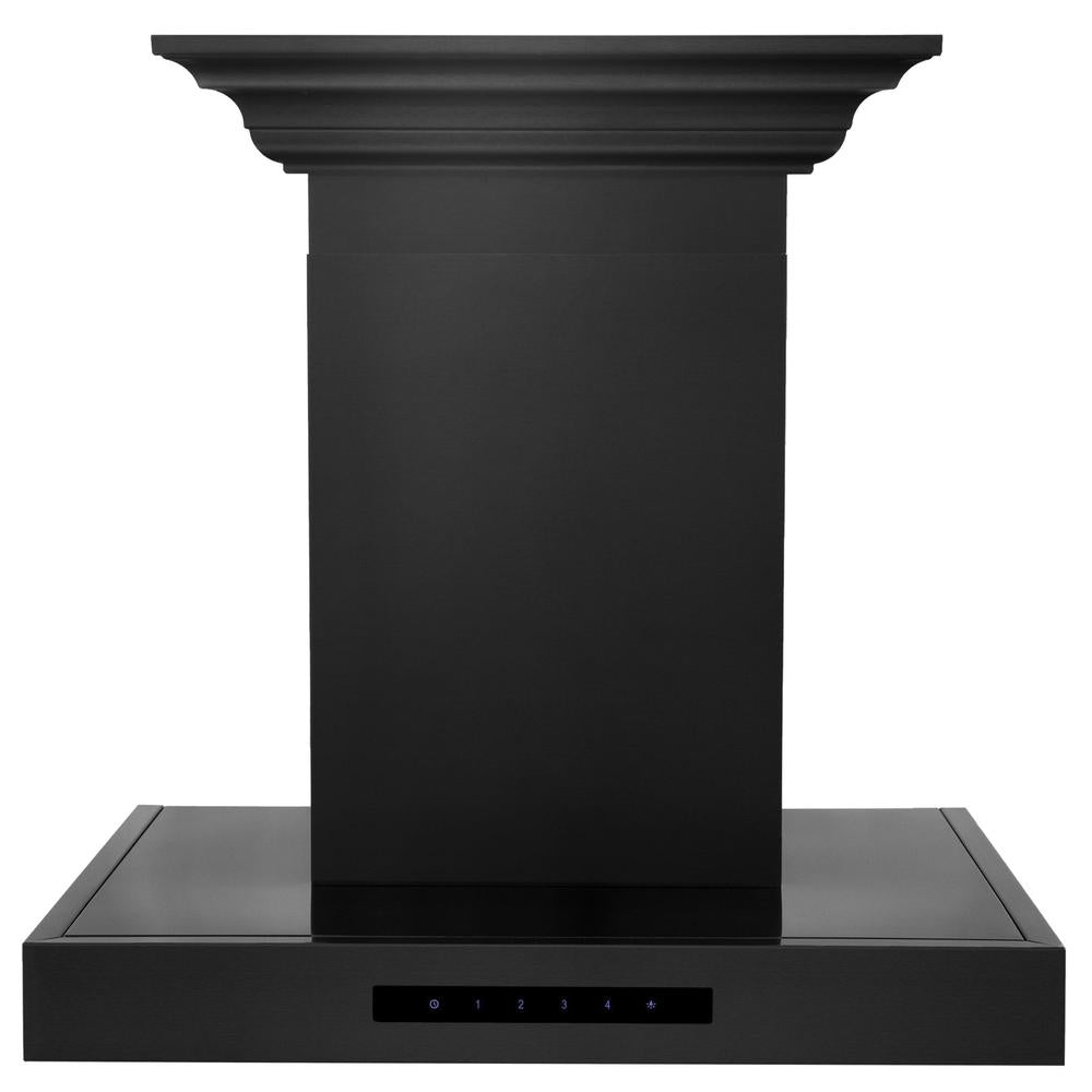 ZLINE Convertible Vent Wall Mount Range Hood - Black Stainless Steel with Crown Molding (BSKENCRN) | Professional Kitchen Ventilation for Home Cooking & Baking