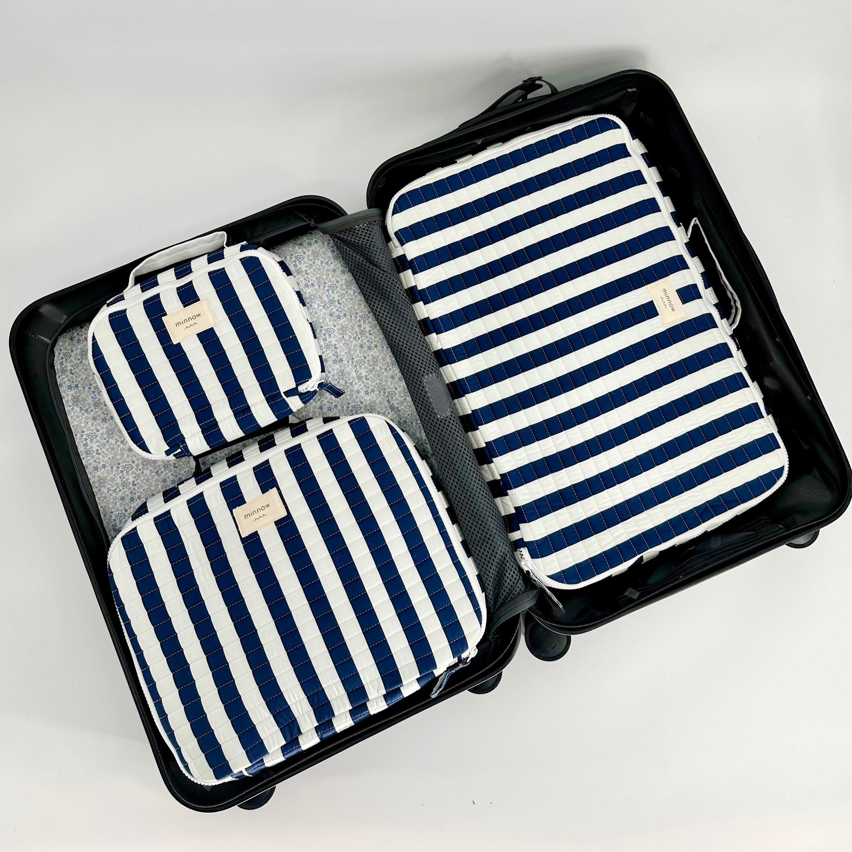 Navy Blue Cabana Stripe Packing Cubes Set - Travel Organizers for Suitcases, Backpacks & Carry-On Luggage - Perfect for Vacation, Business Trips & Weekend Getaways