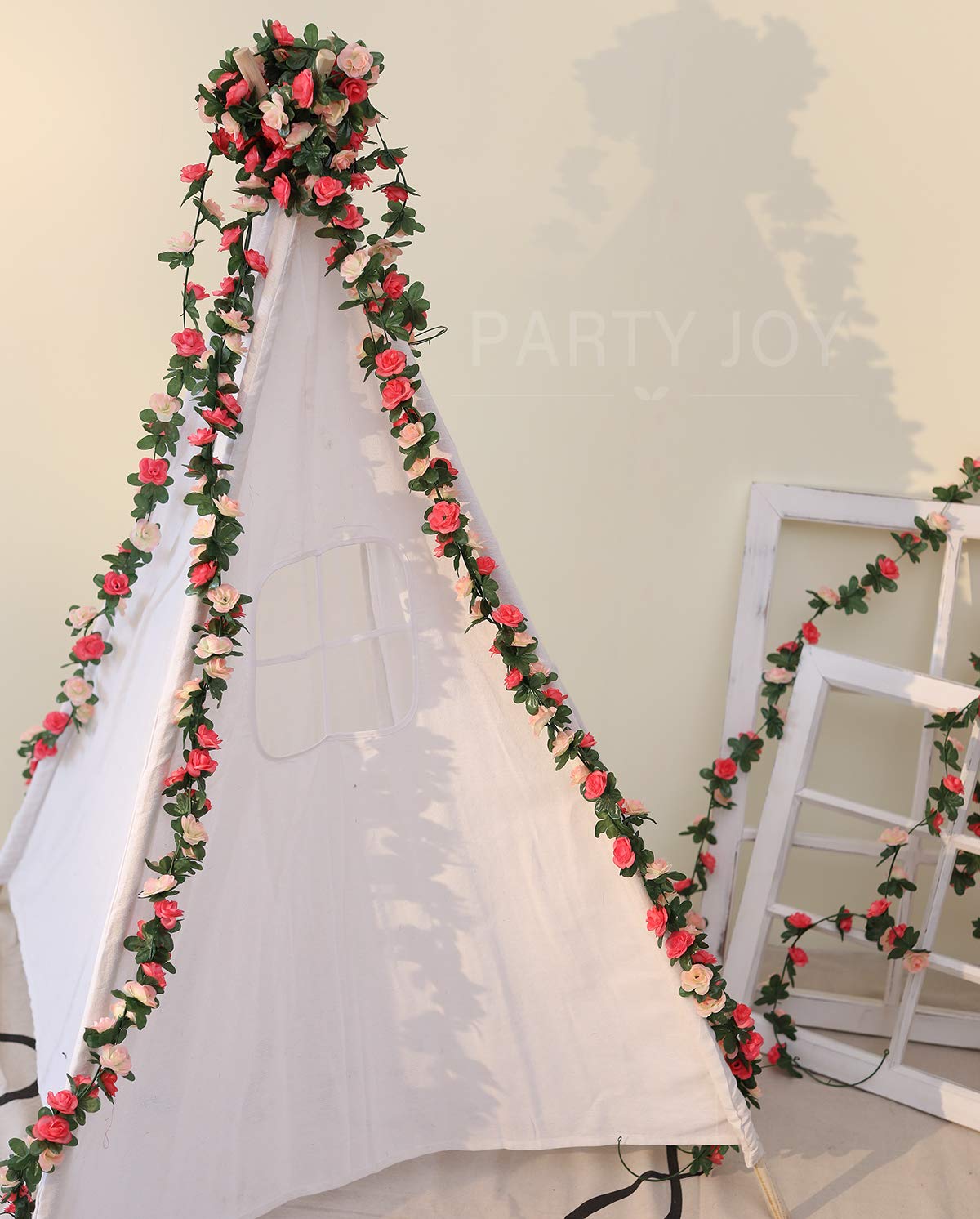 5pcs 41Ft Artificial Rose Vine Garland - Fake Flower Hanging Decor for Wedding Arch, Garden Party, Home Background (Pink) | Perfect for Bridal Showers, Baby Showers & Outdoor Events