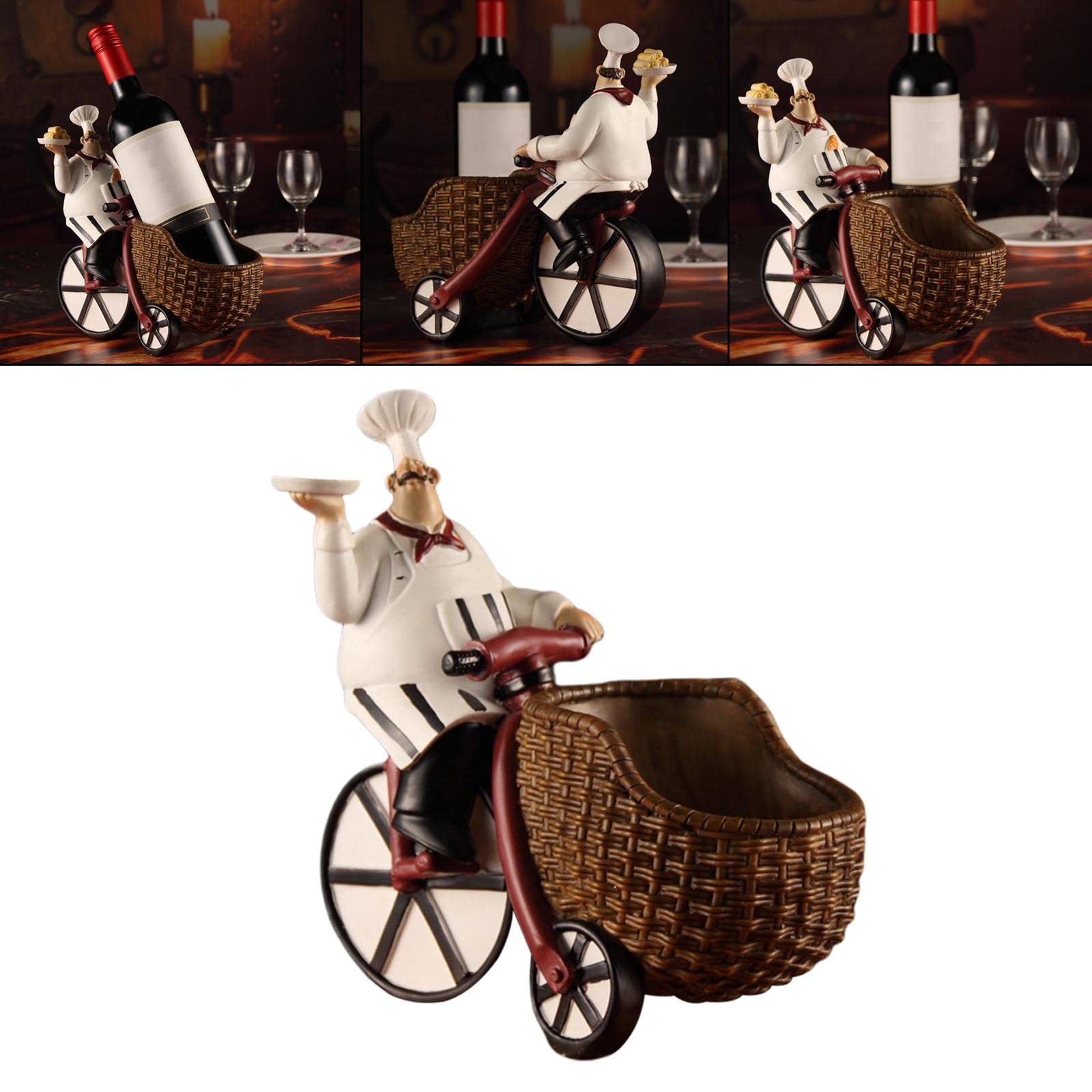 Stylish Resin Wine Bottle Holder & Storage Rack - Chef Figurine Design for Kitchen, Dining Room, Bar Decor - Perfect for Tabletop Wine Display, Liquor Organization & Home Entertaining