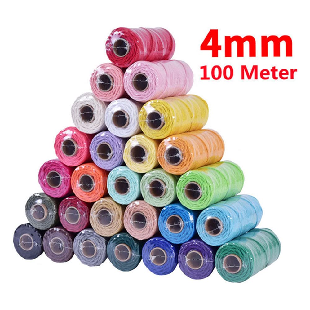 4 Ply Twisted Macrame Cotton Cord - 4mm x 109 Yards Royal Blue | Natural Cotton Yarn for DIY Macrame Plant Hangers, Wall Hangings & Home Decor | Perfect Macrame Supplies for Boho Crafts, Jewelry Making & Gift Wrapping