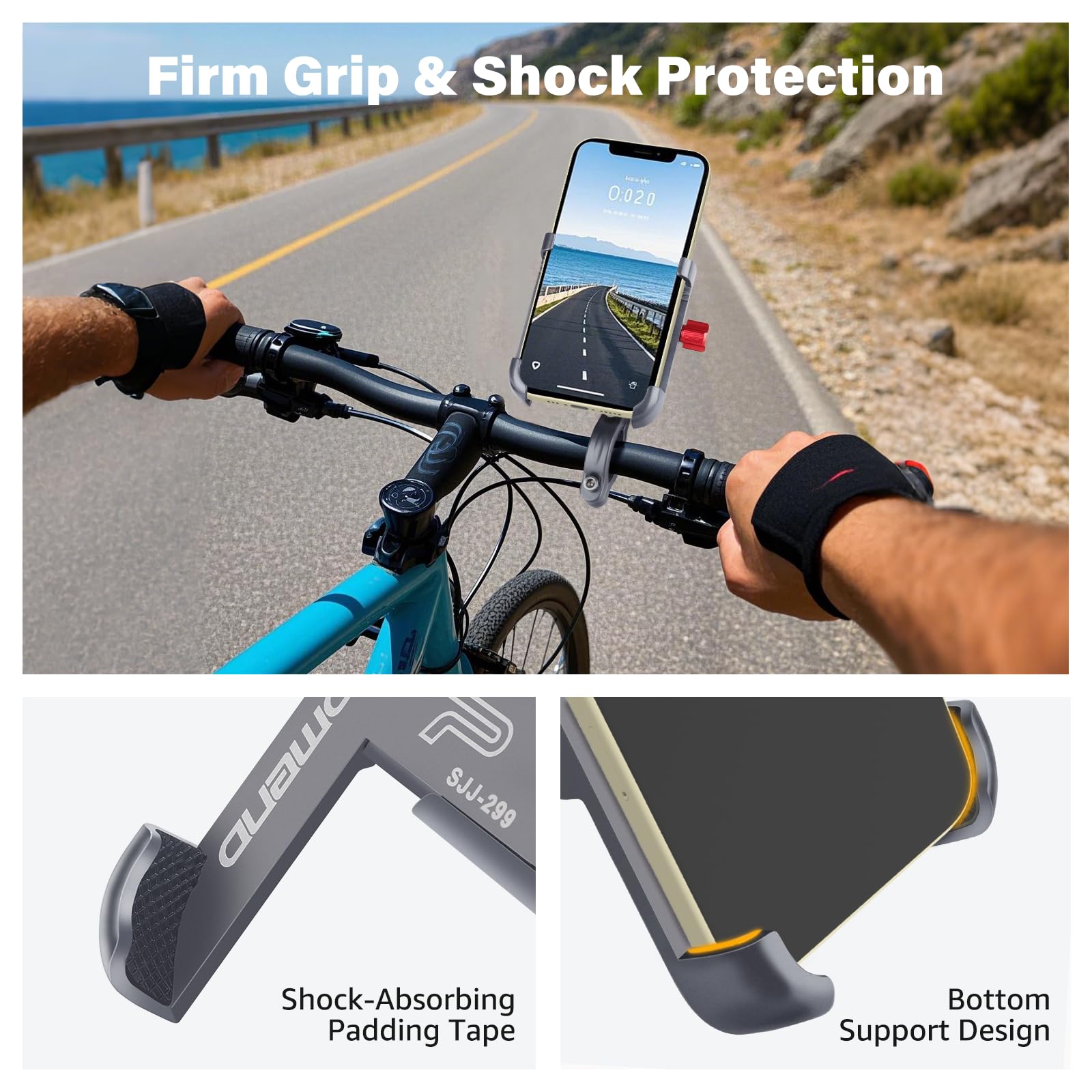 Premium Aluminum Bike Phone Mount - Universal Motorcycle & Bicycle Handlebar Phone Holder for iPhone 16 Pro Max/15/14/13/12 Mini & Samsung Galaxy - Perfect for Cycling, Commuting & Outdoor Adventures