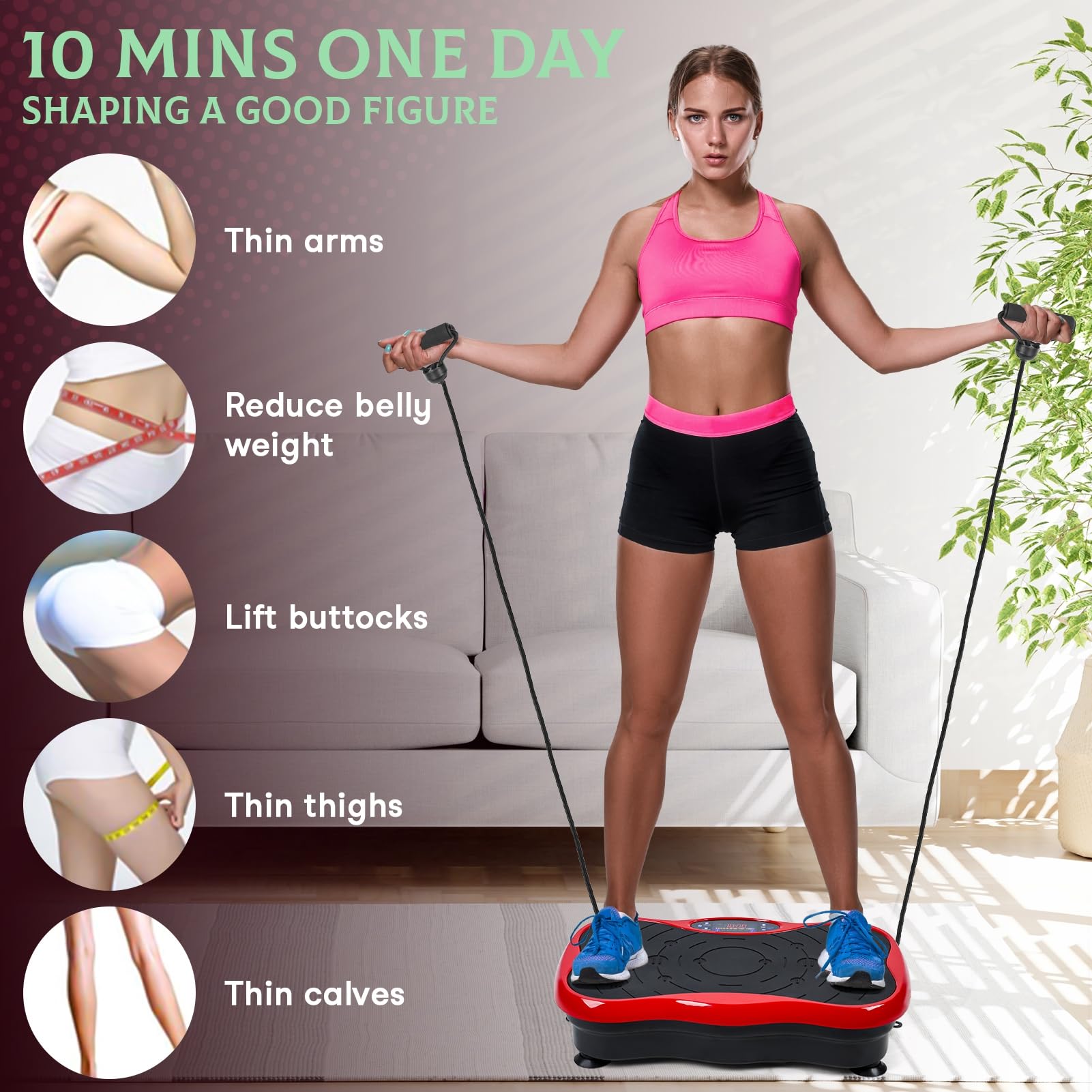 **Whole Body Vibration Plate Exercise Machine - Adjustable Speed, Resistance Bands & LED Touch Screen - Compact Home Gym Equipment for Weight Loss, Muscle Toning & Recovery - Perfect for Home Workouts, Fitness Training & Physical Therapy**
