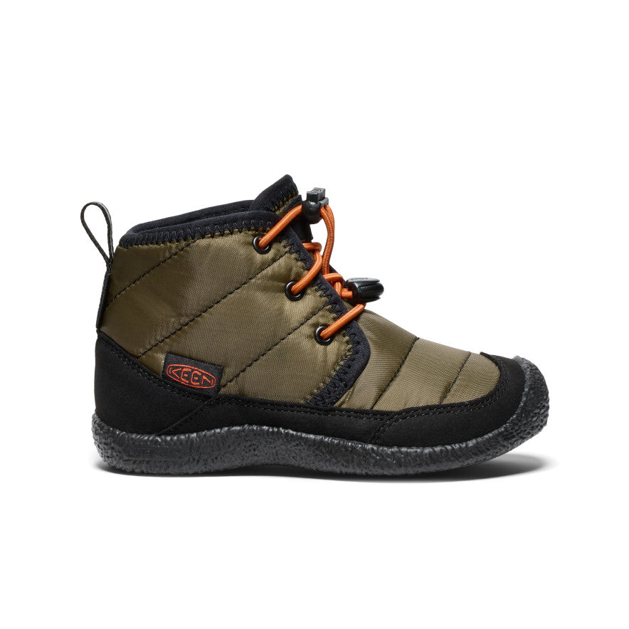 Little Kids' Howser II Waterproof Chukka Boots - Dark Olive/Gold Flame | Waterproof Outdoor Shoes for Boys & Girls | Perfect for Hiking, Rainy Days & Playground Adventures
