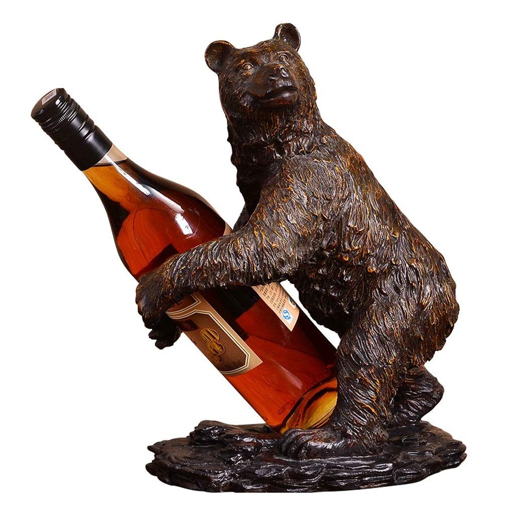 Rustic Bear Wine Bottle Holder - Animal Sculpture Wine Rack for Countertop, Decorative Wine Stand & Unique Gift Idea | Perfect for Home Bar, Kitchen Decor, and Wine Lover Gifts