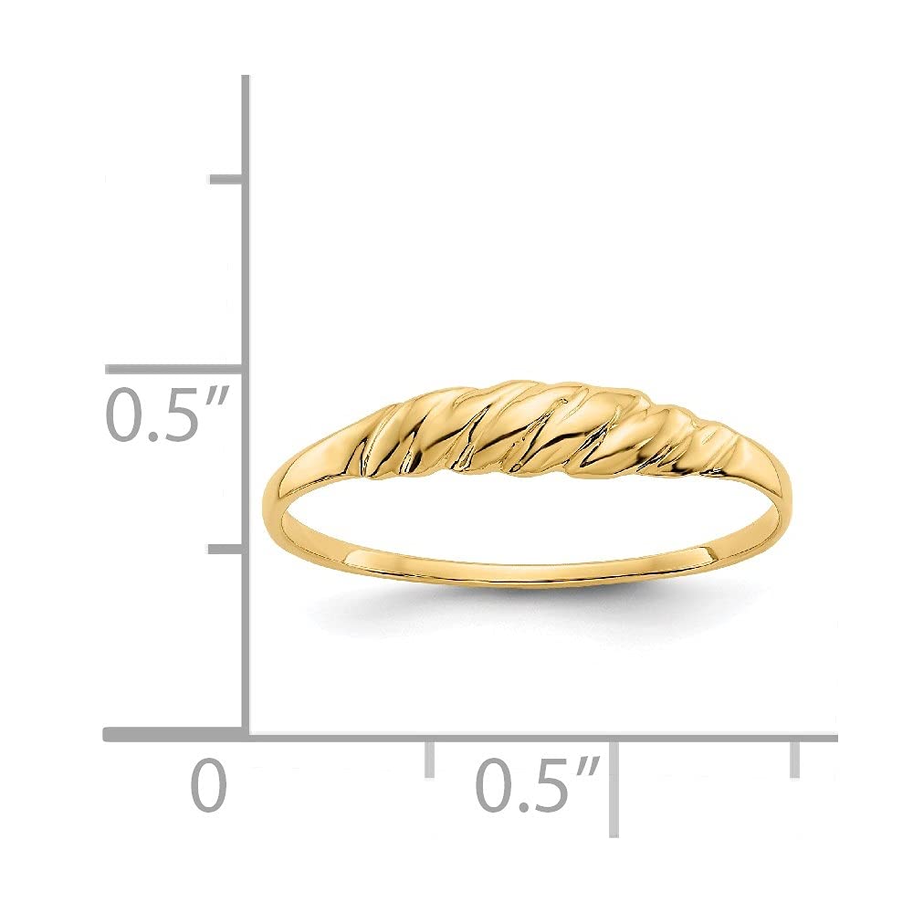 14K Yellow Gold Diamond-Cut Textured Ridged Dome Ring for Women | Elegant Stackable Band Jewelry Gift for Anniversary, Wedding & Special Occasions