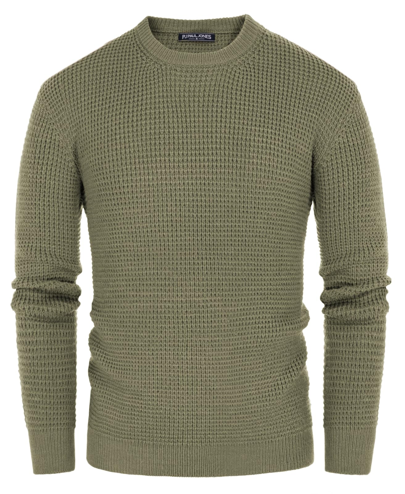 PJ PAUL JONES Men's Waffle Knit Crewneck Sweater - Long Sleeve Textured Pullover for Casual Wear, Office & Fall Outfits