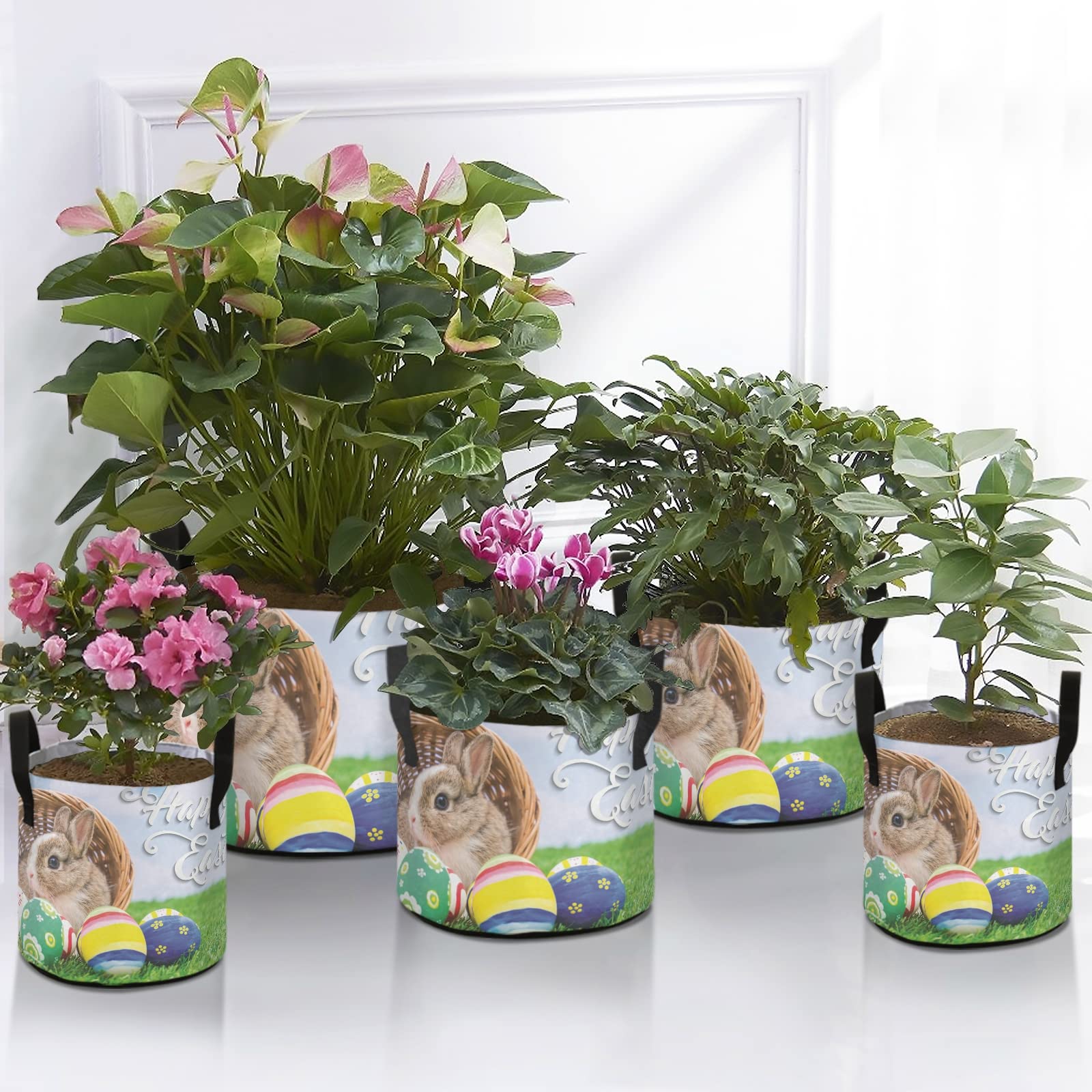 3 Gallon Heavy Duty Easter Themed Grow Bags - Thickened Felt Cloth Plant Pots for Vegetables, Tomatoes & Potatoes | Perfect for Indoor/Outdoor Gardening, Container Planting & Holiday Decor
