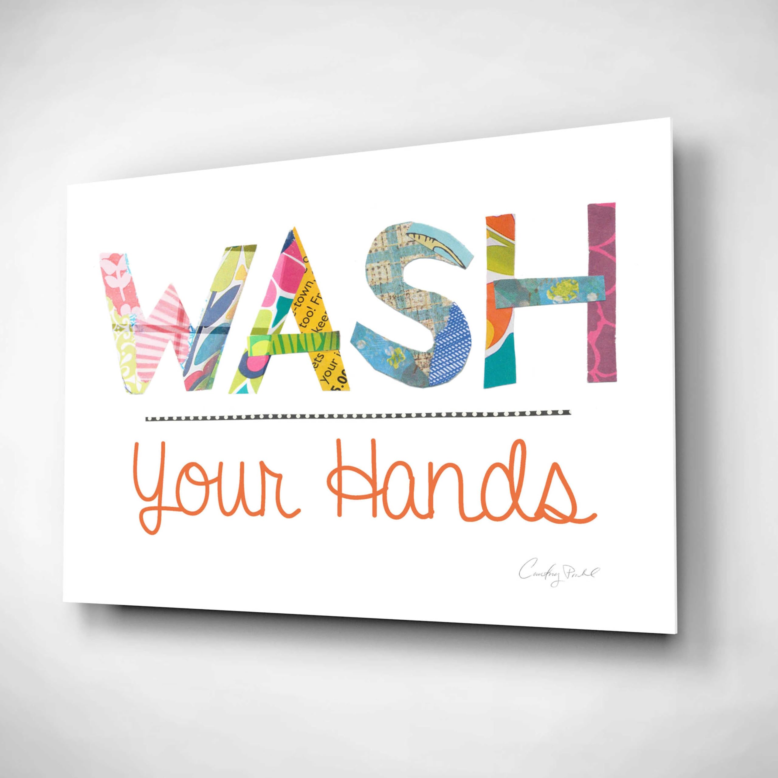 Epic Art 'Wash Your Hands' by Courtney Prahl - 24x16 Inch Acrylic Glass Wall Decor - Modern Bathroom & Kitchen Sign - Perfect for Home, Office, or Restaurant Hygiene Reminder
