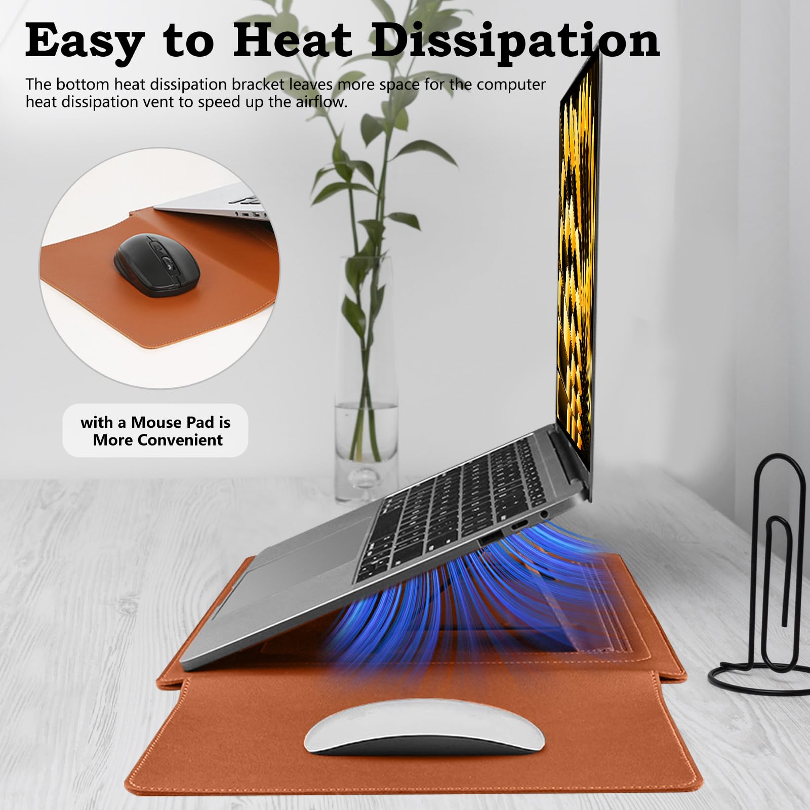 Premium Leather Laptop Sleeve with Stand - 13