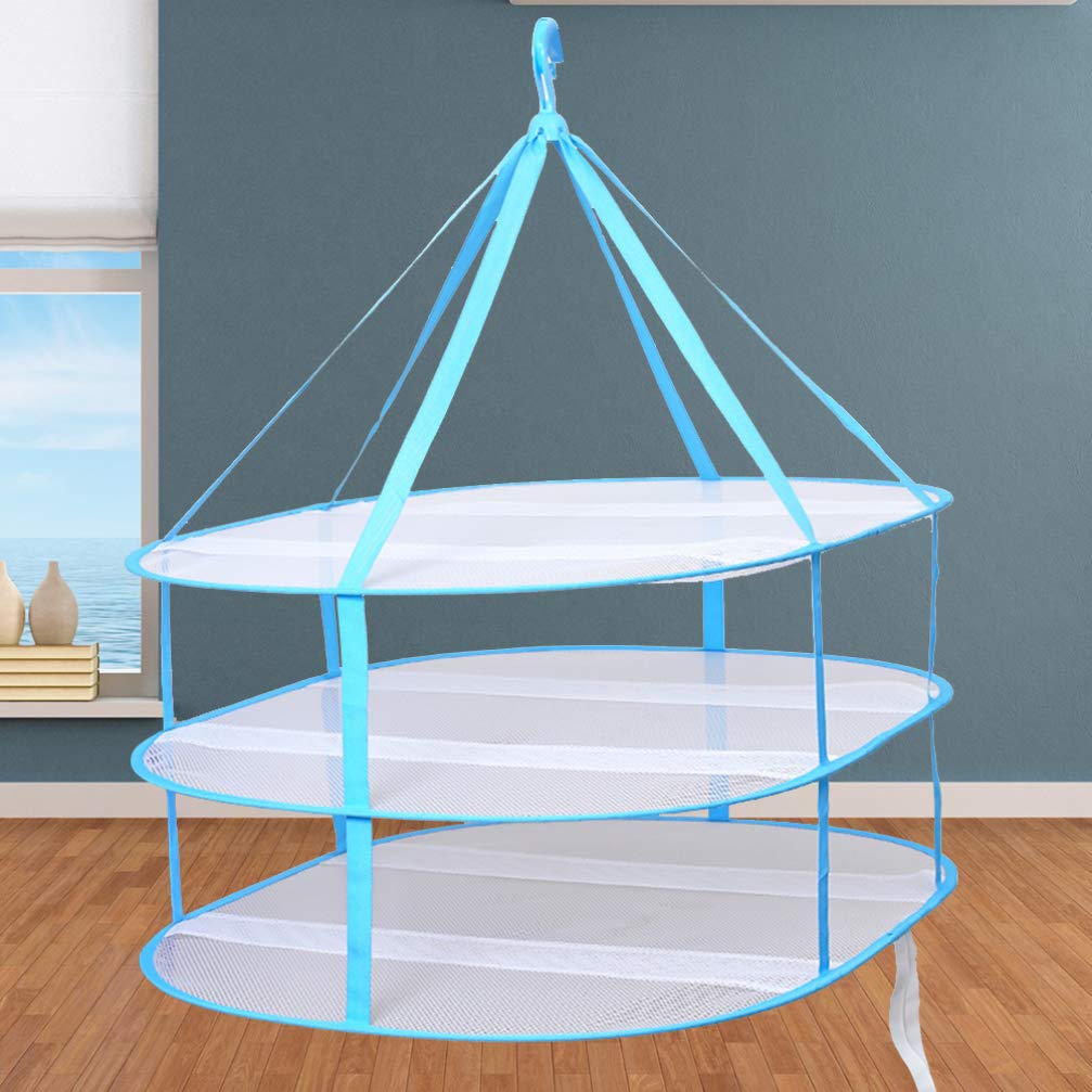 Collapsible Drying Rack for Clothes - 3-Tier Mesh Laundry Basket for Socks, Sweaters & Towels | Foldable Space-Saving Clothes Dryer | Perfect for Apartments, Camping & Solar Dehydrating