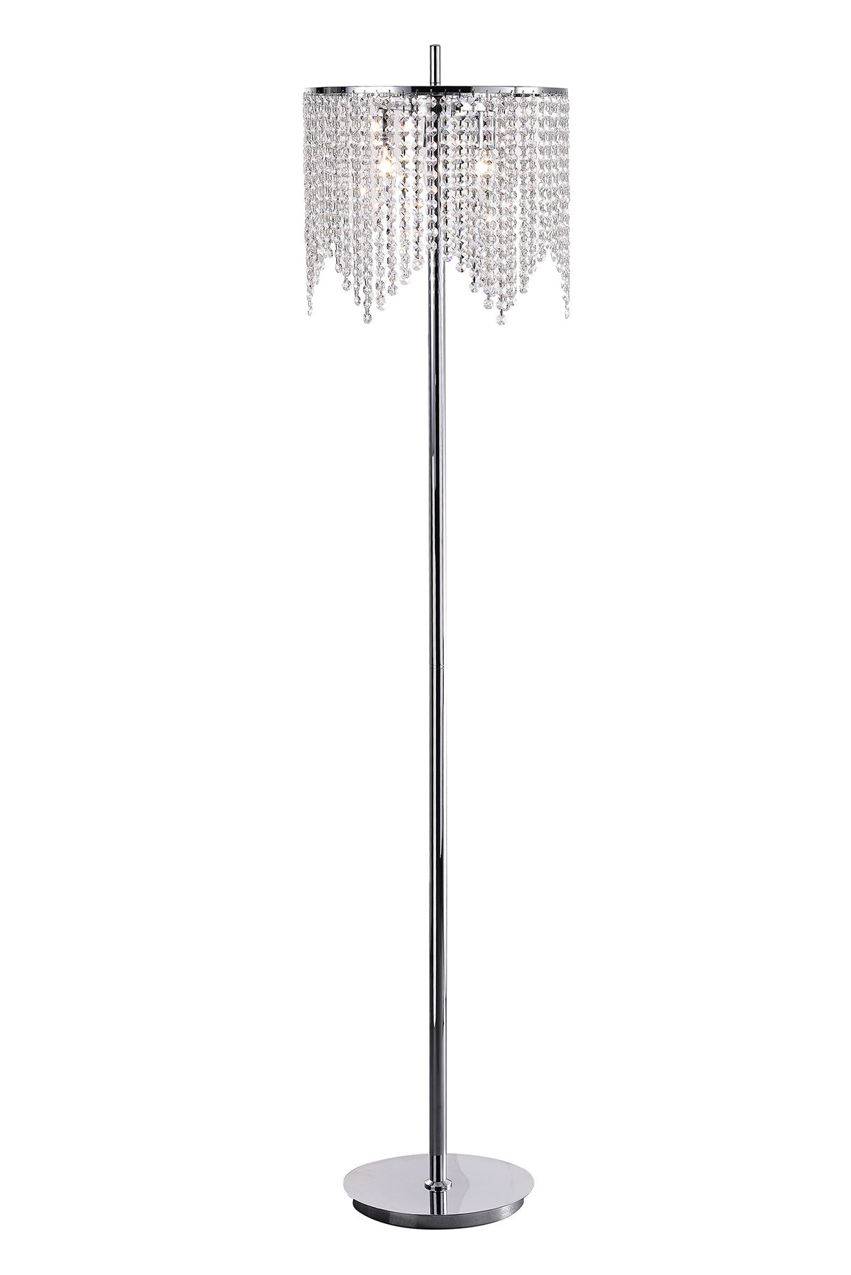 Edvivi Marya 3-Light Crystal Floor Lamp - Mid Century Modern Standing Lamp with Chrome Finish for Living Room & Bedroom - Elegant Tall Floor Light for Home Decor, Reading Nook & Lounge Areas