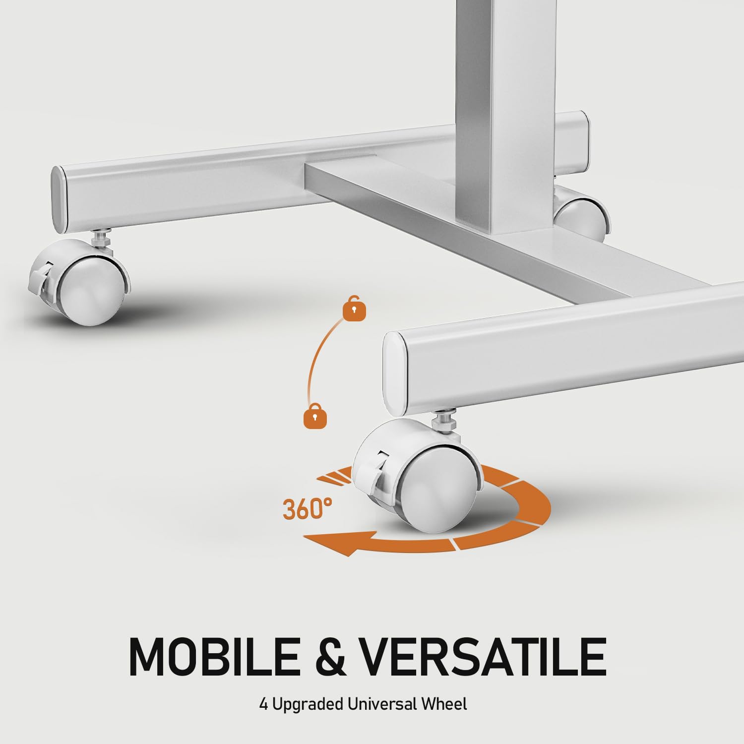 Adjustable Height Mobile Standing Desk with Lockable Wheels & Hook - Portable Rolling Laptop Desk for Home Office & Hospital Use - Perfect for Sit-Stand Workstations, Telemedicine Carts & Mobile Workstations