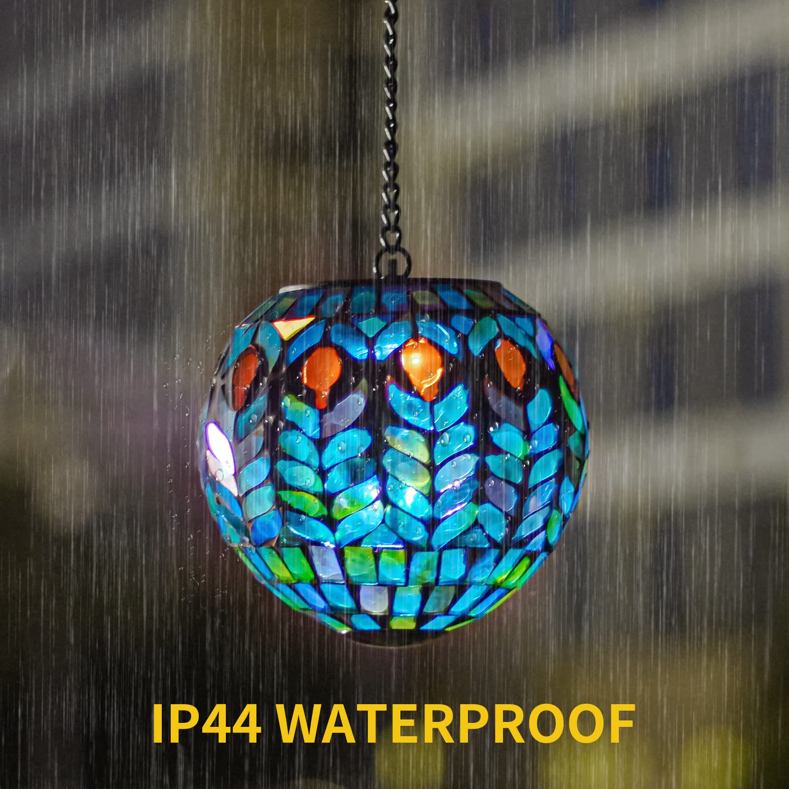 VCUTEKA Solar Hanging Lanterns - Waterproof Outdoor Mosaic Solar Lights with Hook for Garden, Yard, Patio, Fence & Tree Decor | Perfect for Backyard Parties, Wedding Decorations & Landscape Lighting