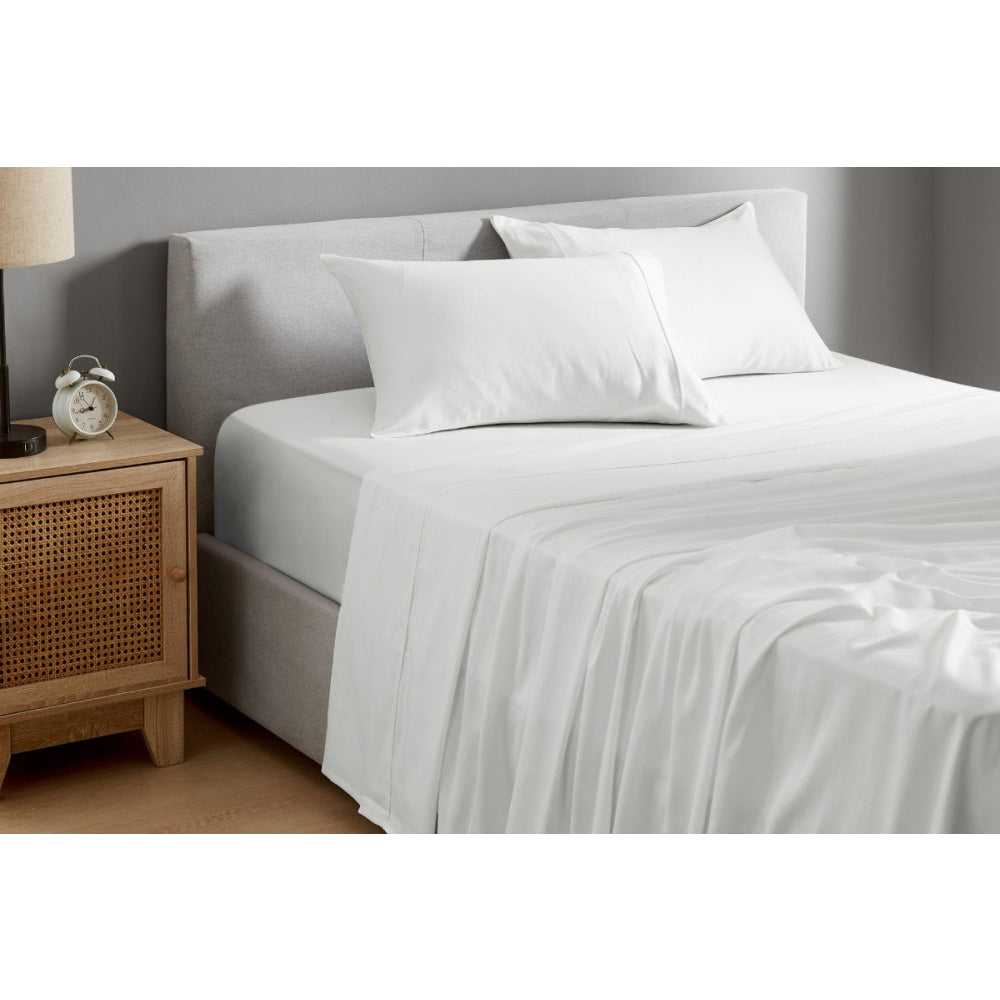 Premium 100% Australian Cotton Bed Sheet Set - Soft & Breathable White Sheets for Queen/King Size Beds - Perfect for Home, Hotel, or Airbnb Comfort