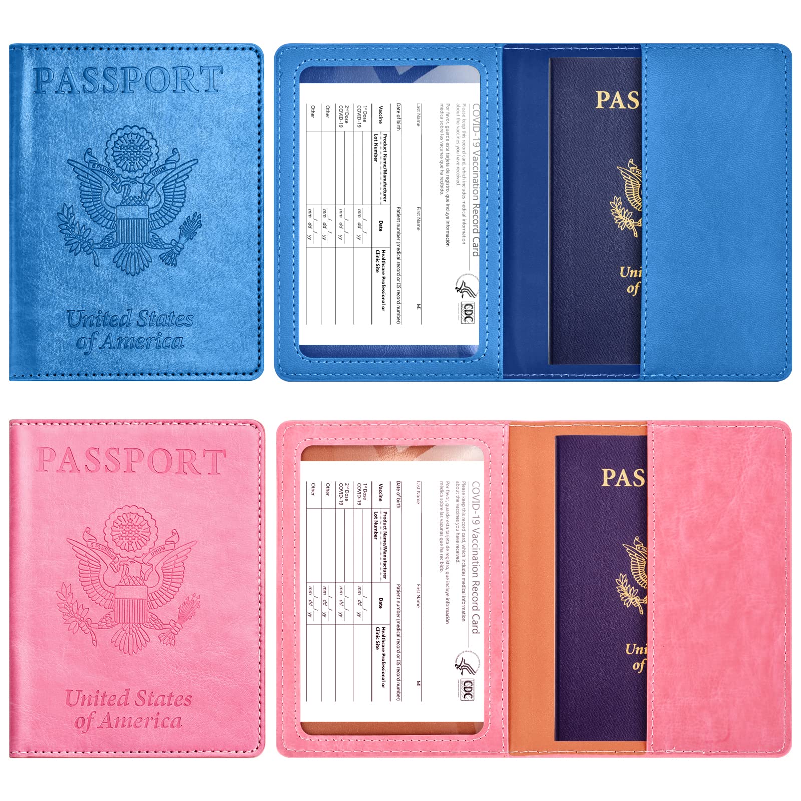 Eoehro 2-Pack RFID Blocking Passport Holder Wallet - Waterproof Travel Document Organizer for Women & Men | Perfect for International Flights, Vacations & Business Trips