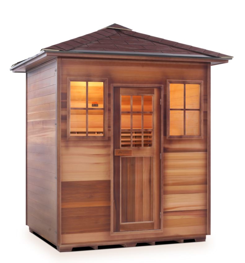 Enlighten Sauna MoonLight 4-Person Traditional Dry Sauna for Indoor & Outdoor Use - Perfect for Home Spa, Relaxation & Detox