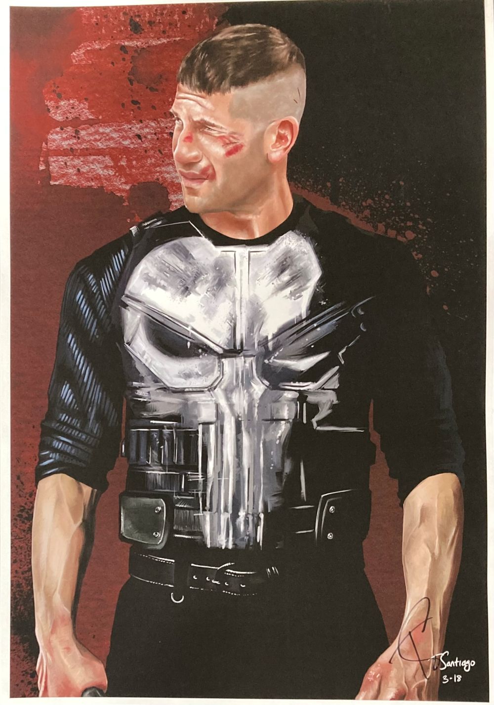 The Punisher 13x19 Lithograph Signed by Tony Santiago - Jon Bernthal Autographed Collectible for Marvel Fans, Home & Office Decor