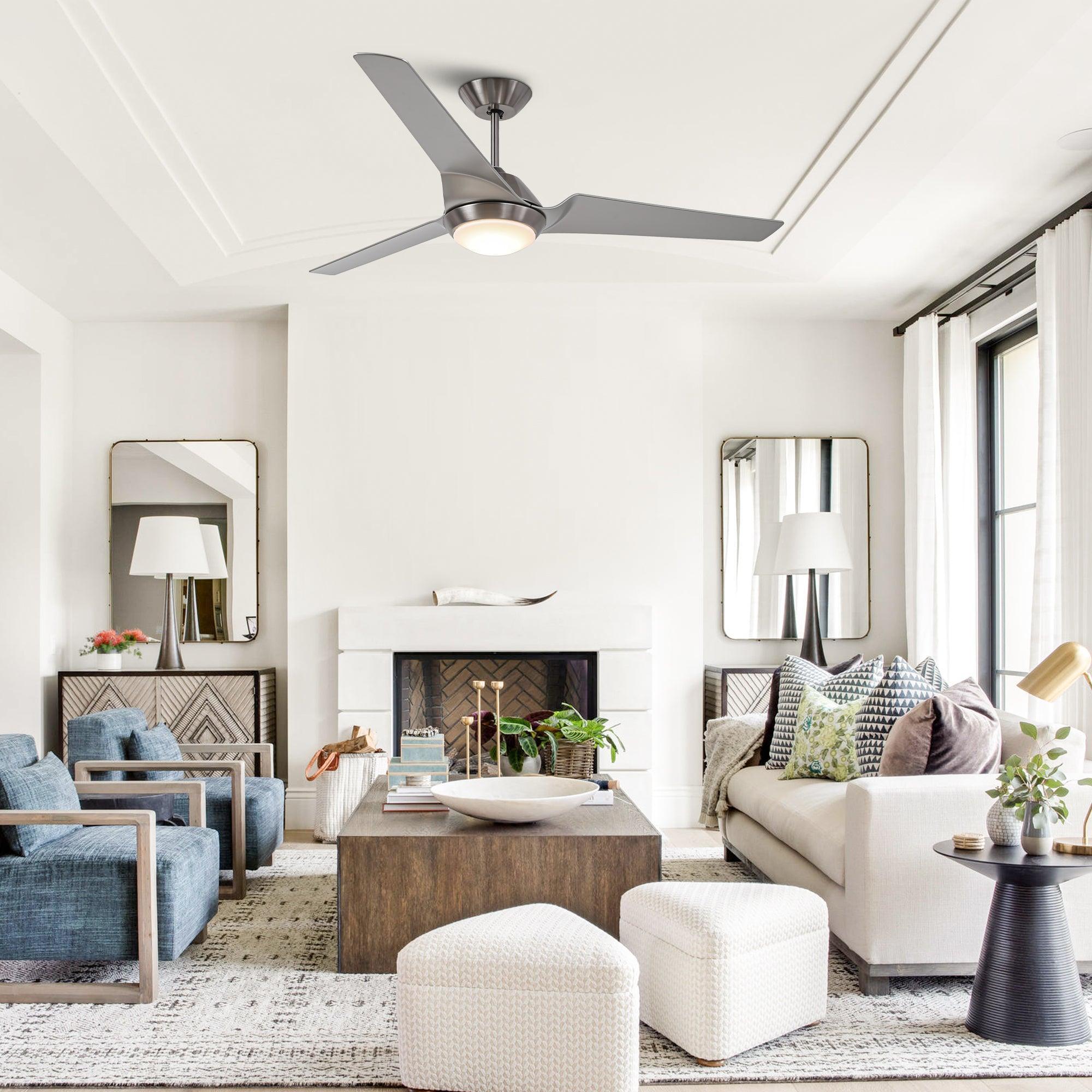 60 DC Motor 3 Blade Wall Mount Ceiling Fan with LED Light - Energy Efficient Quiet Operation for Bedroom, Living Room & Office