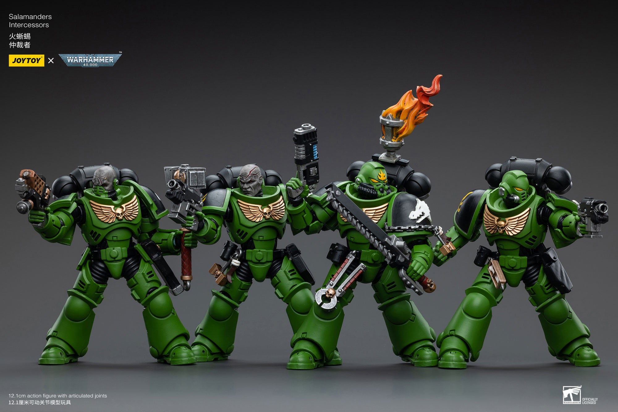 1/18 JOYTOY 3.75 Inch Warhammer 40K Salamanders Space Marines Intercessors Action Figure Set (4pcs) - Perfect for Collectors, Tabletop Gaming & Display Scenes