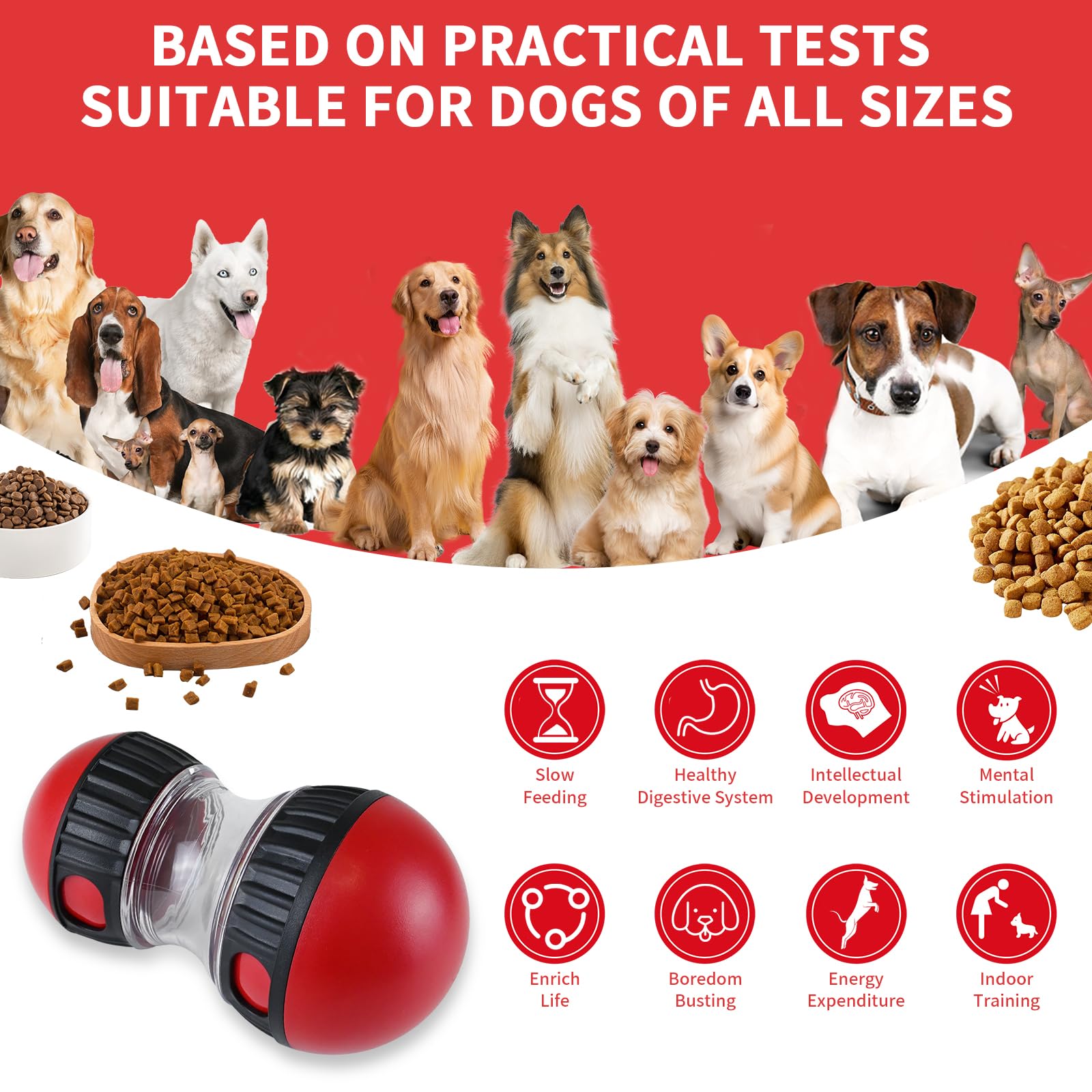 Interactive Treat Dispensing Dog Toys - Mental Stimulation Puzzle Toy for Small Dogs - Red - Perfect for Boredom Relief & Training Rewards