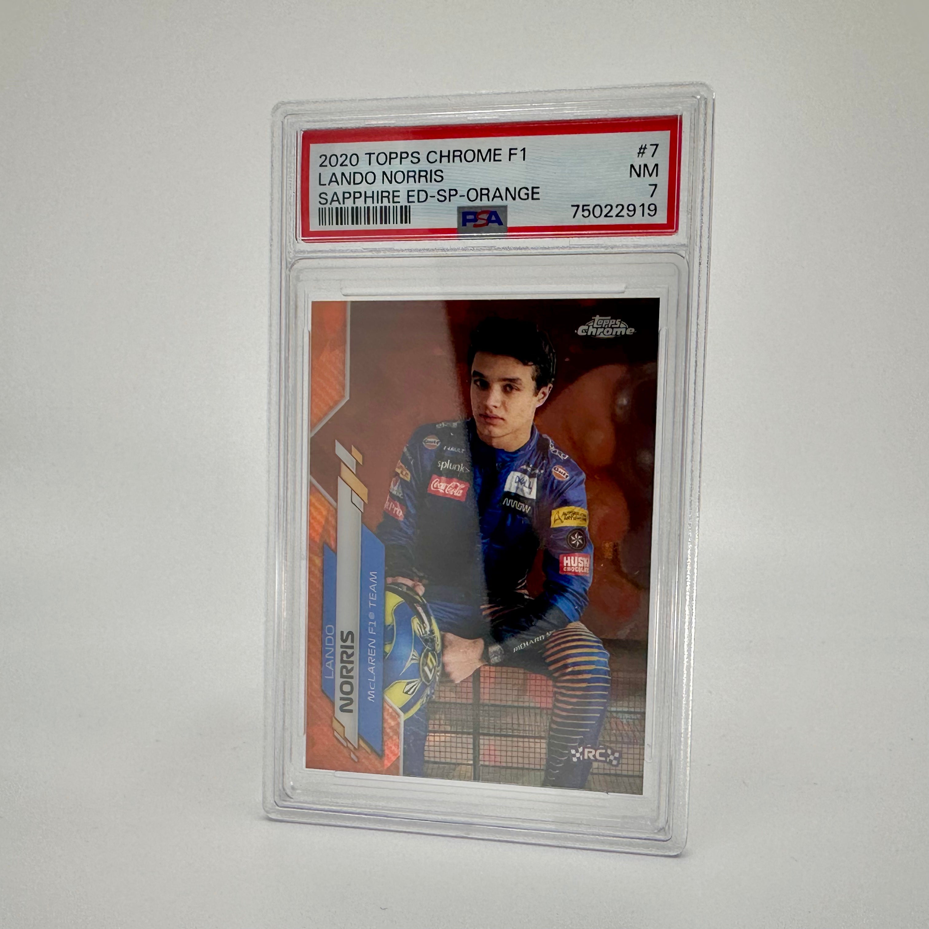 2020 Topps Chrome Formula 1 Lando Norris #7 PSA 7 Sapphire Edition SP Orange - Perfect for F1 Collectors, Racing Fans, and Sports Memorabilia Enthusiasts
