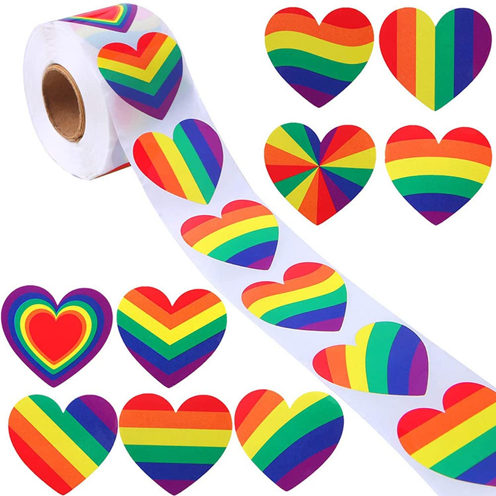 Colorful Rainbow Heart Stickers - 8 Styles Self-Adhesive Decorative Tape for Valentine's Day, Parties, Festivals & DIY Crafts - Perfect for Scrapbooking, Gift Wrapping & Home Decor