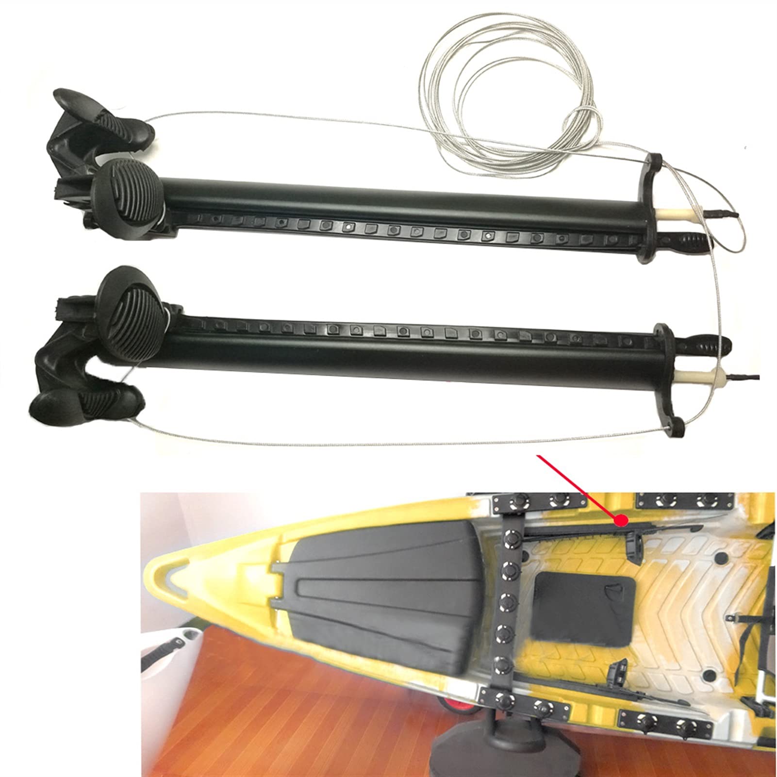 YXYX Kayak Replacement Accessories - Aluminum Foot Braces Pedal Pegs & Steering System with Cable Footrest for Kayak Storage, Transfer & Maintenance | Perfect for Kayak Control & Maneuvering on Lakes, Rivers & Coastal Waters