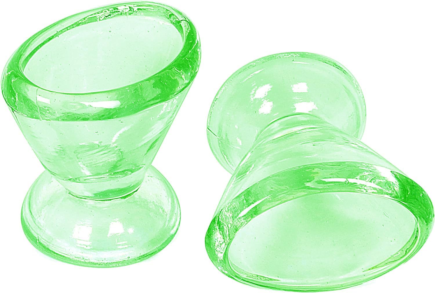 **Soulvinee Premium Clear Glass Eye Wash Cup - Smooth Edge, Portable Eye Rinsing Kit for Home & Travel - Pack of 2 (Green) - Perfect for First Aid, Contact Lens Cleaning & Emergency Eye Care**