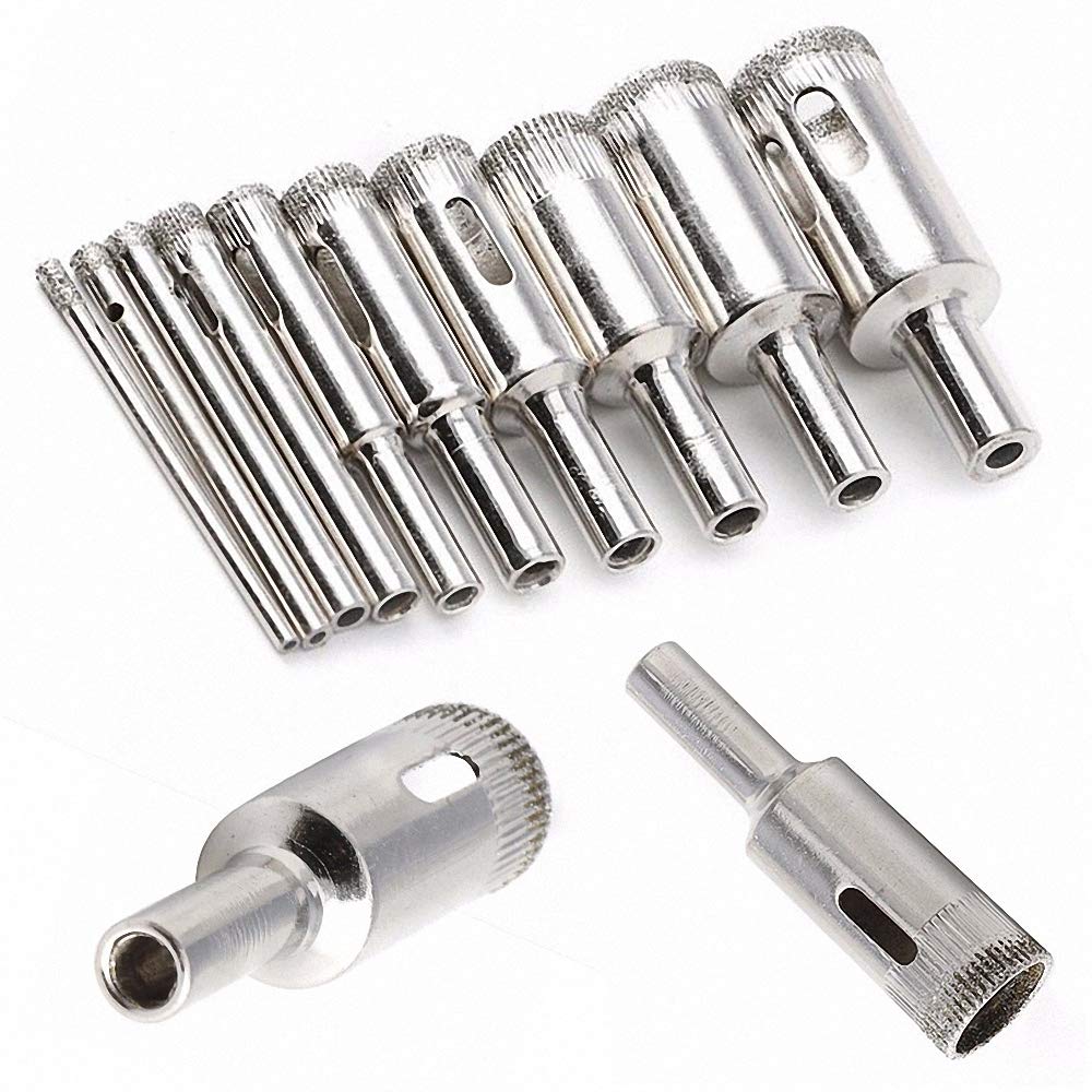 10pcs 3-18mm Diamond Hole Saw Drill Bit Set for Glass, Ceramic, Marble & Tile - Perfect for DIY Projects, Home Renovation & Professional Installation
