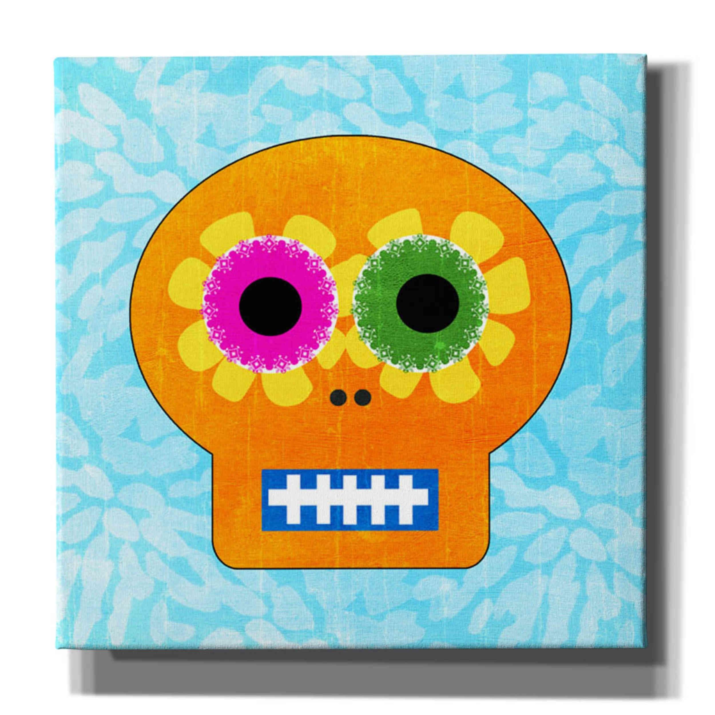 Day Of The Dead IV Canvas Wall Art by Linda Woods - 26x26 Inch Mexican Folk Art Painting, Home Decor for Living Room, Bedroom & Office