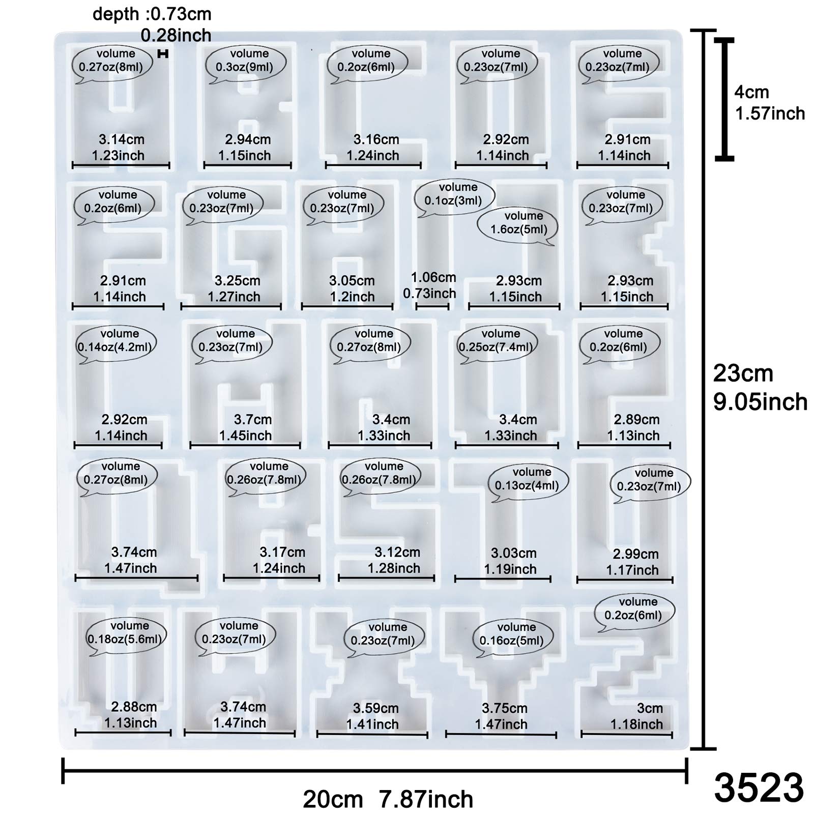 Epoxy Resin Alphabet Molds for Keychains & Jewelry (0.78-1.57in) - DIY Craft Supplies
