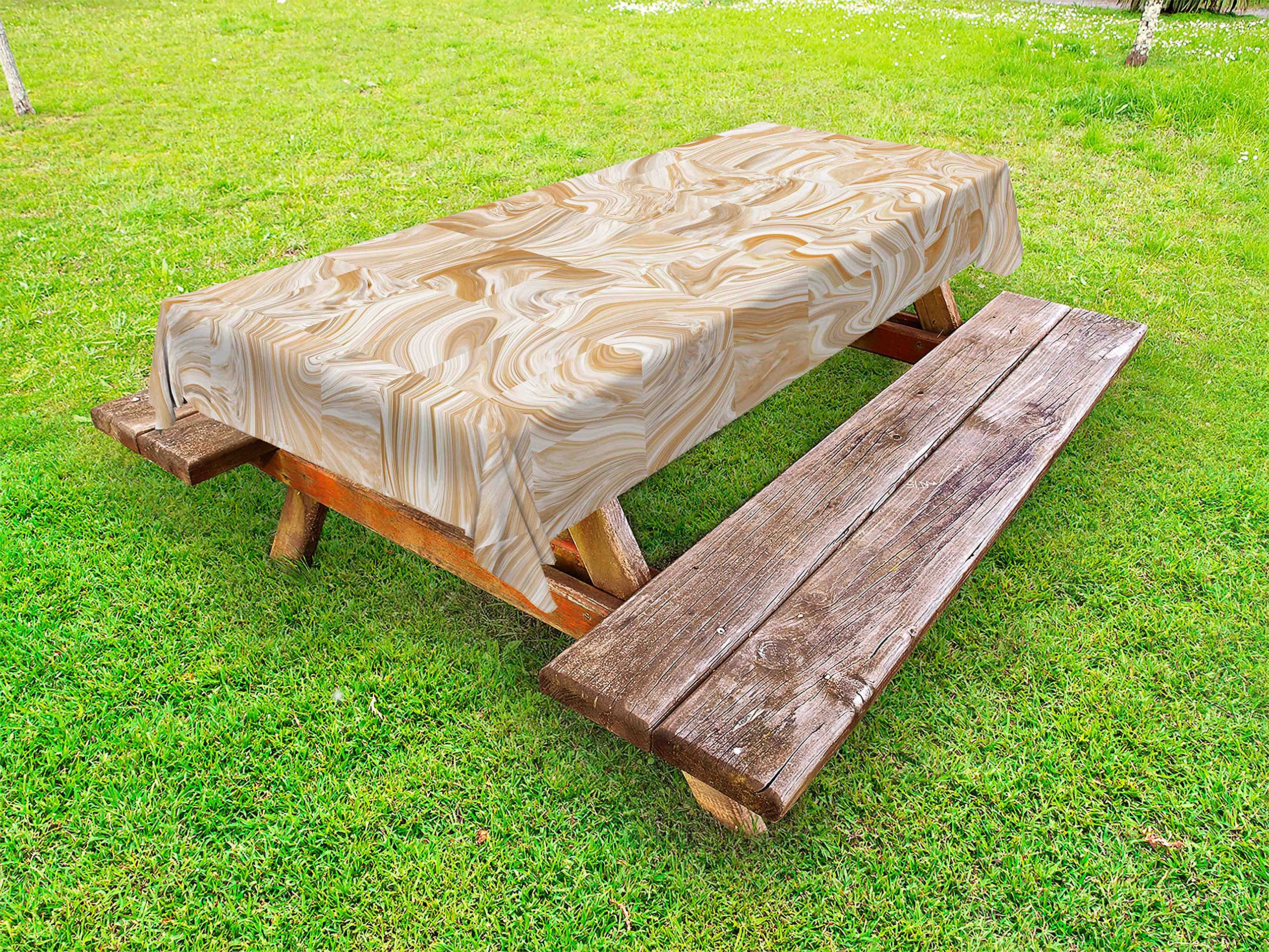 Ambesonne Vintage Marble Tablecloth - Washable Outdoor Picnic Table Cover 58