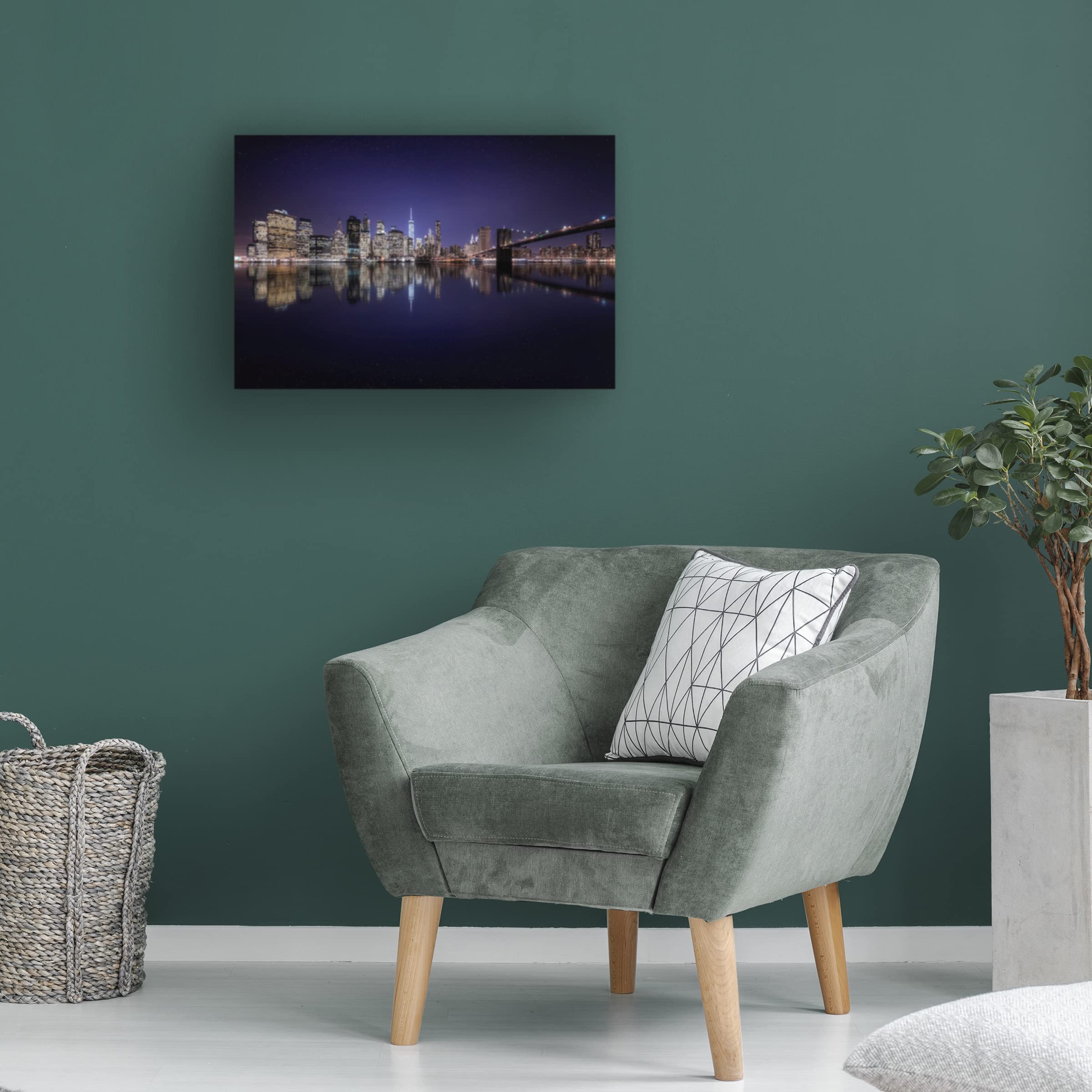 Trademark Fine Art 'Night Over Manhattan' Canvas Print by Jorge Ruiz Dueso - Stunning NYC Skyline Wall Art for Living Room, Office & Home Decor