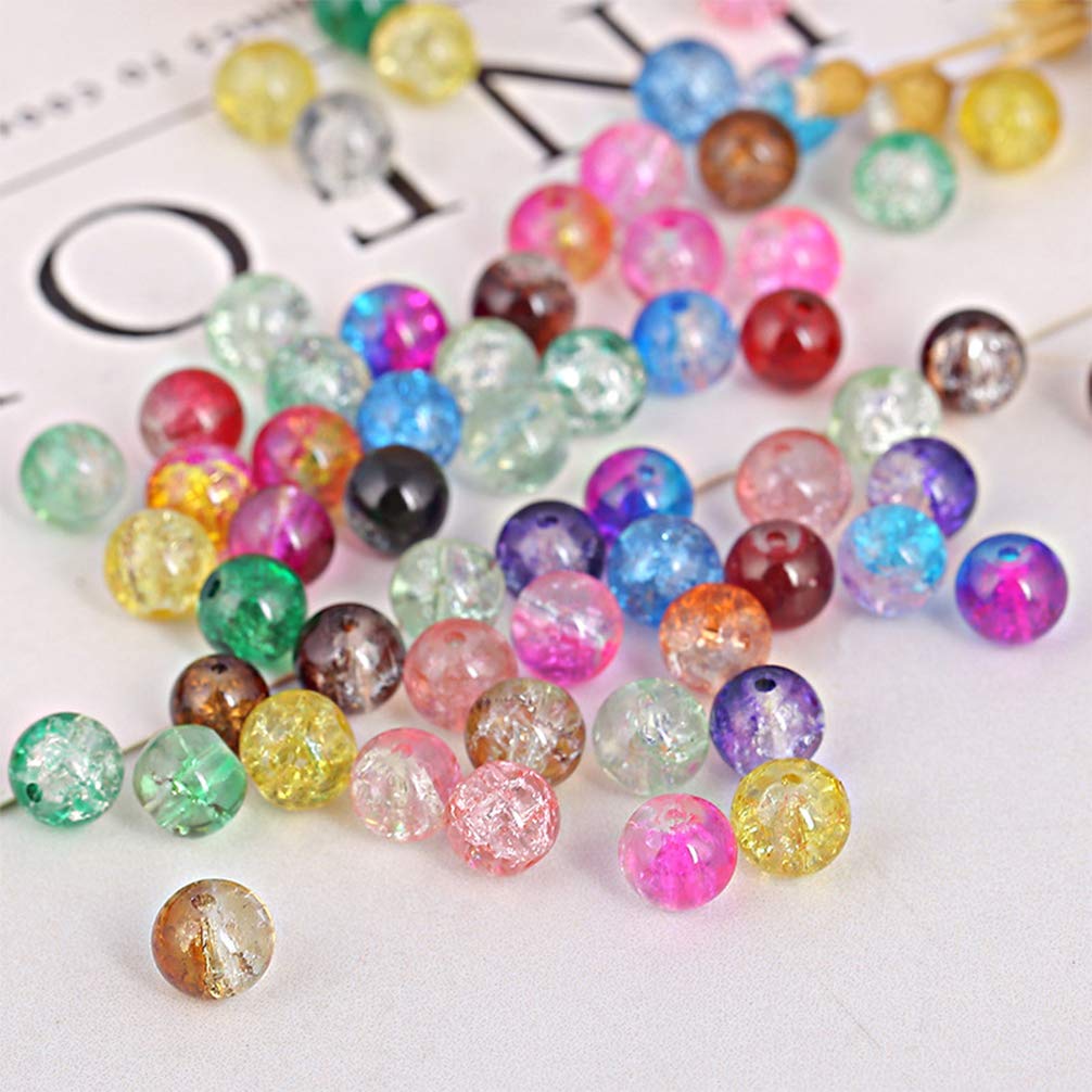 ARTIBETTER 40Pcs 10mm Round Jade Crystal Beads - Loose Quartz Gemstone Crackle Glass Beads for Jewelry Making, Necklaces & Bracelets (White) | DIY Craft Supplies & Handmade Jewelry Accessories