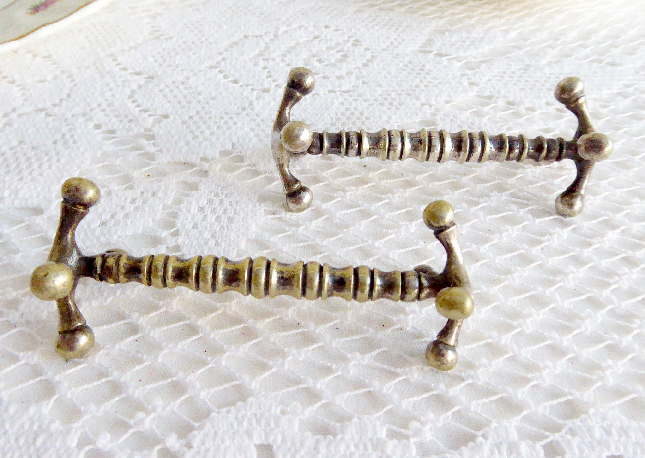 Antique English Edwardian Cutlery Rests - Pair of Turned Bar with Ball Ends (1890-1910) by Wilkinson | Perfect for Vintage Table Settings, Tea Parties & Collectors