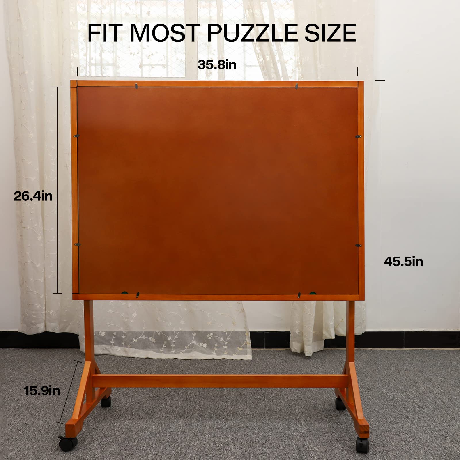 Premium Wooden Puzzle Table for Adults - 1500 Piece Jigsaw Puzzle Board with Rotating Surface, Roller Wheels & Felt Mat Cover - Perfect for Puzzle Enthusiasts & Family Game Nights (Gray) - Ideal for Living Rooms, Game Rooms & Relaxing Evenings
