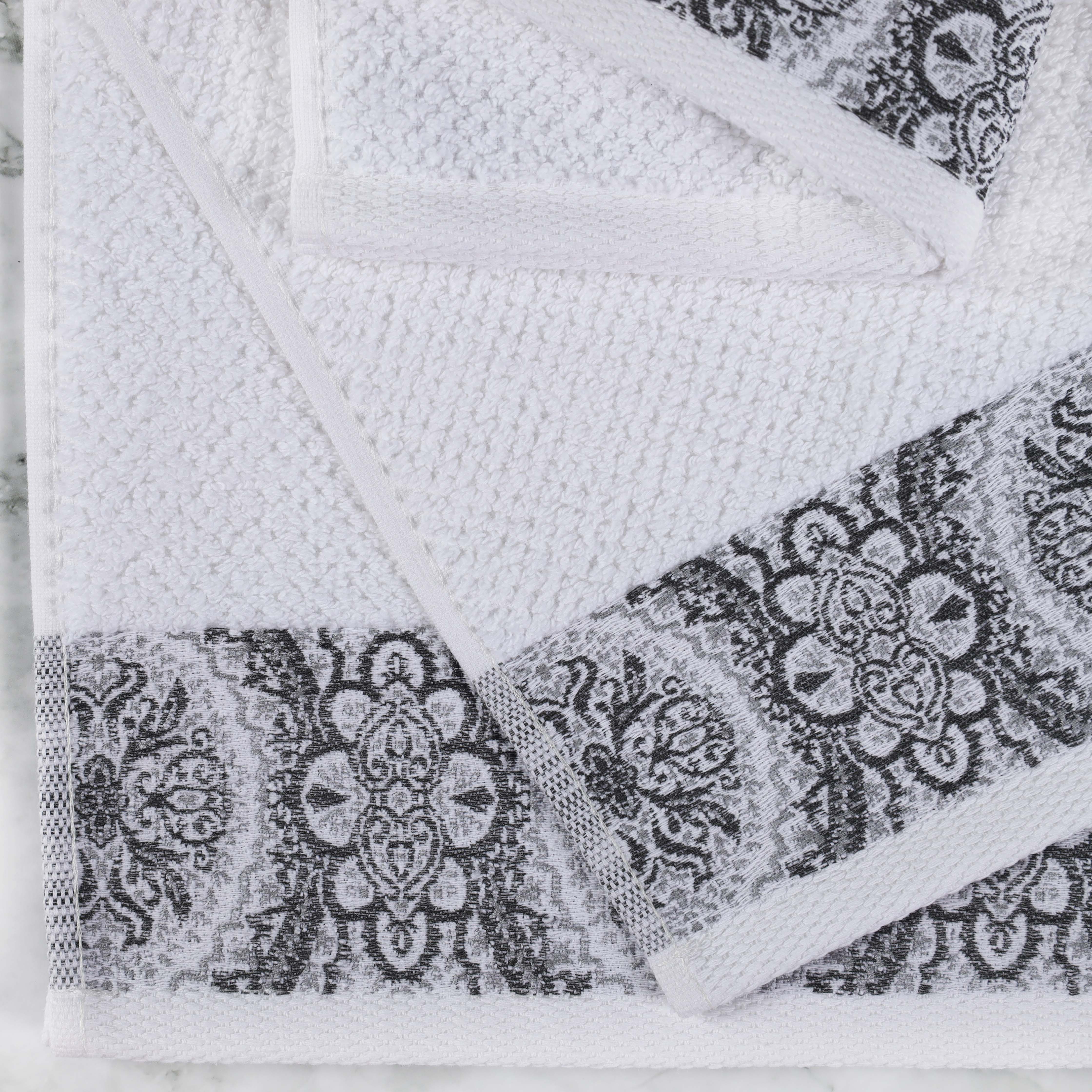 Premium Medallion Cotton Jacquard Textured 3-Piece Bath Towel Set - Soft & Absorbent Luxury Towels for Spa, Bathroom & Guest Use