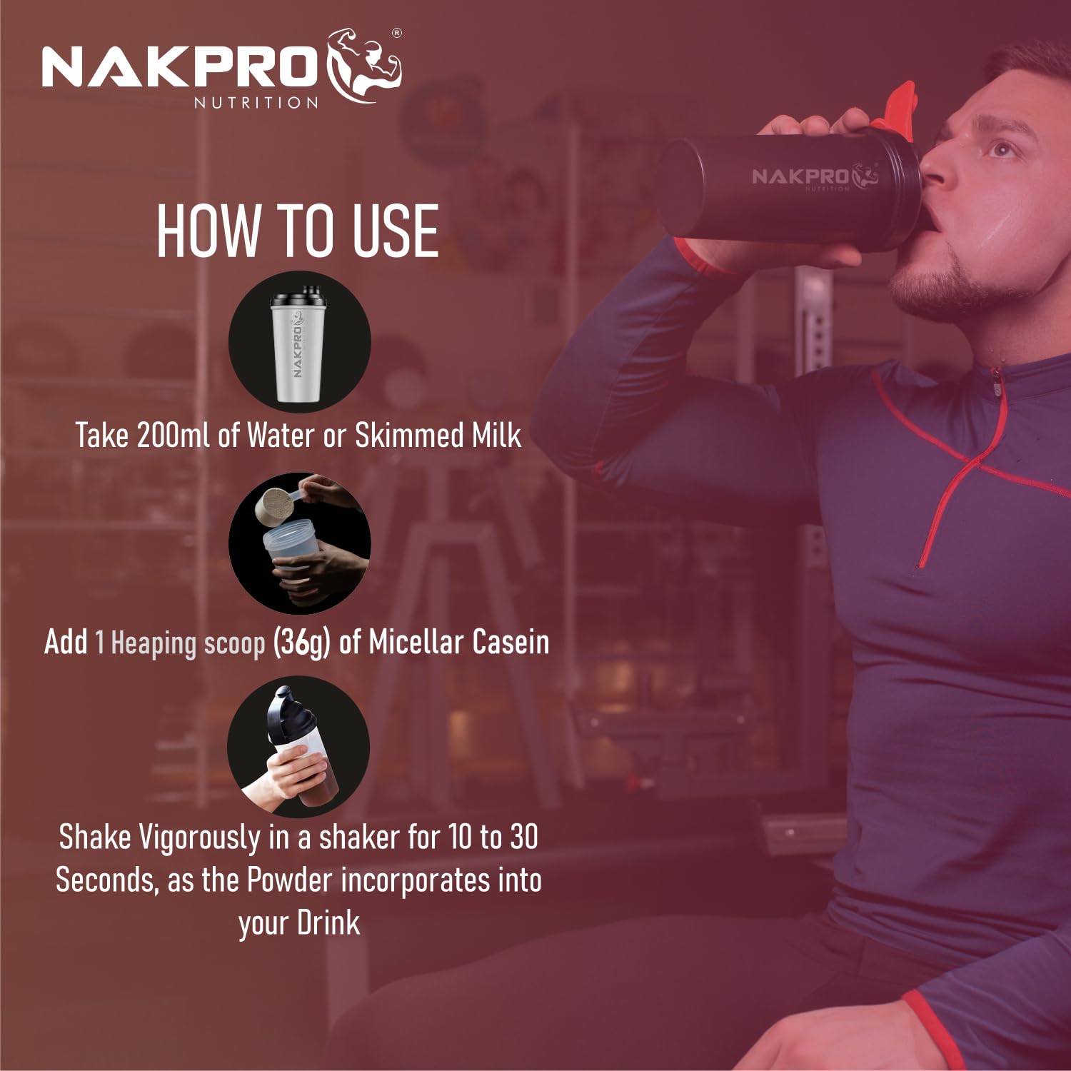 NAKPRO 100% Micellar Casein Protein Powder - Unflavored 1kg | 28.8g Protein, 12.1g EAAs, 5.48g BCAAs | Slow Digesting Protein Supplement for Muscle Recovery & Overnight Nutrition | Ideal for Post-Workout, Bedtime & Weight Management