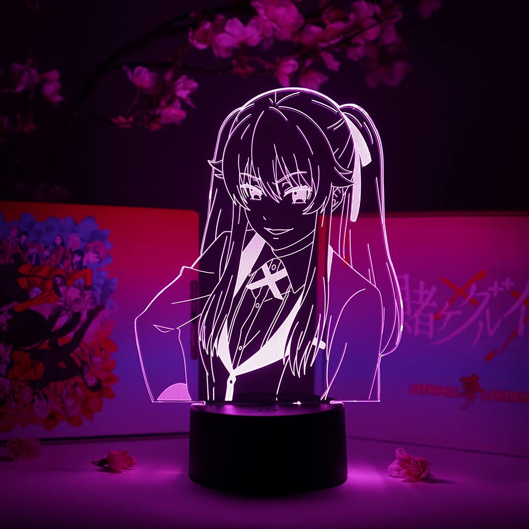 Mary Saotome Smile Otaku Lamp - Kakegurui XX Anime Night Light with 16 Color RGB LED & Remote Control - 3D Anime Room Decor Gift for Fans - Perfect for Bedroom, Gaming Room & Anime Themed Parties