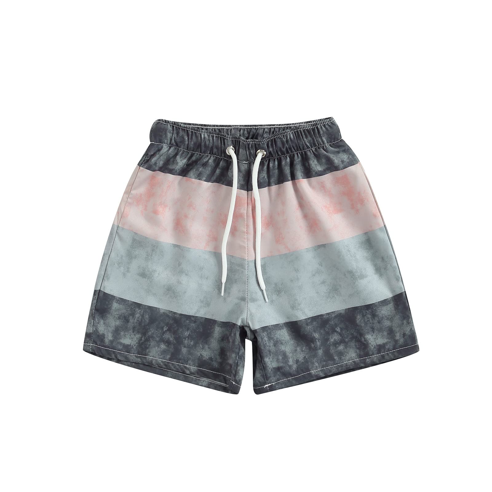 **Boys' Summer Beach Shorts - Palm Print Stripe Swim Trunks for Toddlers & Kids | Quick-Dry Bathing Suit for Swimming, Pool & Beach Play**