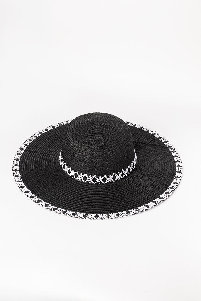 Stylish Black Stitch Brim Straw Hat for Women - Summer Beach Sun Hat with Wide Brim - Perfect for Outdoor, Vacation, and Fashion Accessories