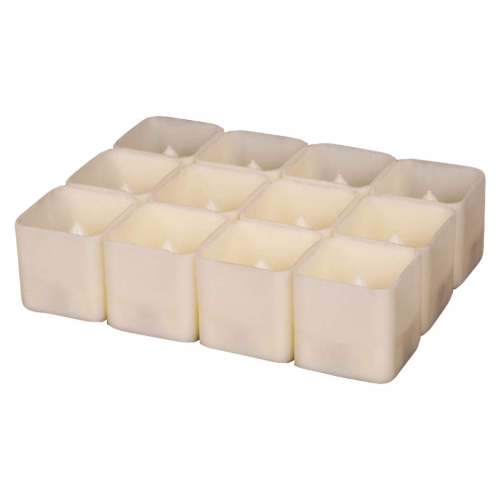 OSALADI 12-Pack Square LED Flameless Candles - Flickering Battery Operated Tealights with Warm White Glow, Smokeless Decorative Candles for Home, Wedding, Party & Holiday Decor