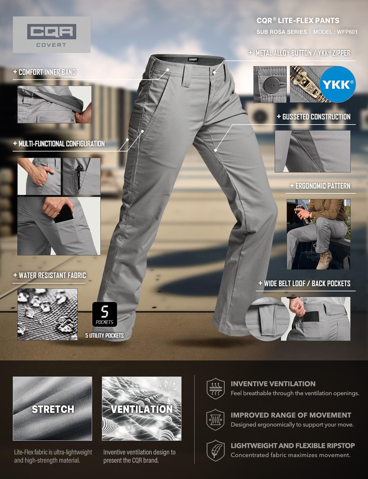CQR Women's Tactical Pants - Stretch Flex Outdoor Hiking Work Pants with Multiple Pockets, Water Resistant Ripstop Fabric for Camping, Hunting & Outdoor Adventures