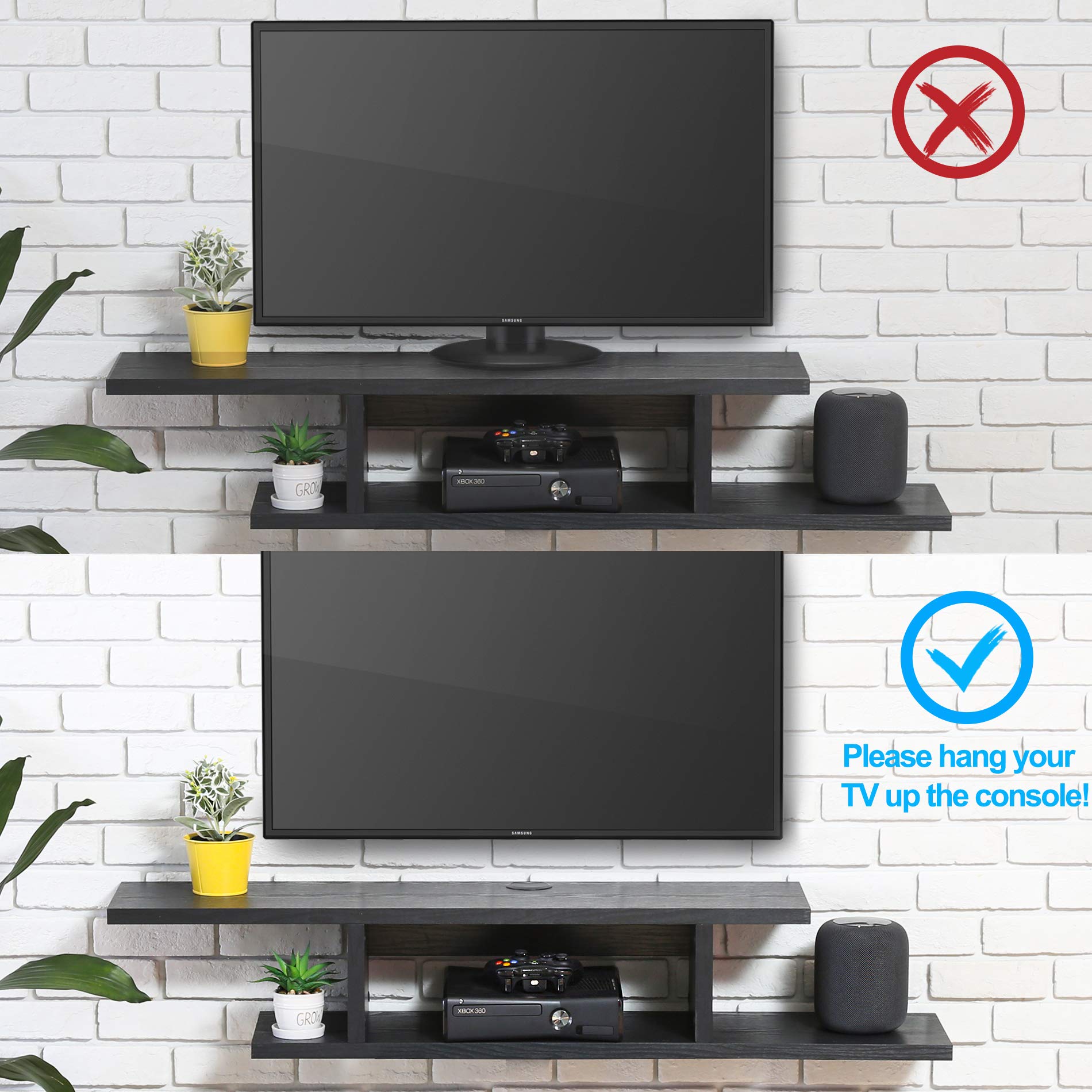 Floating TV Stand Wall Mounted - Modern Entertainment Center with Open Shelves for Living Room, Bedroom & Home Theater Setup