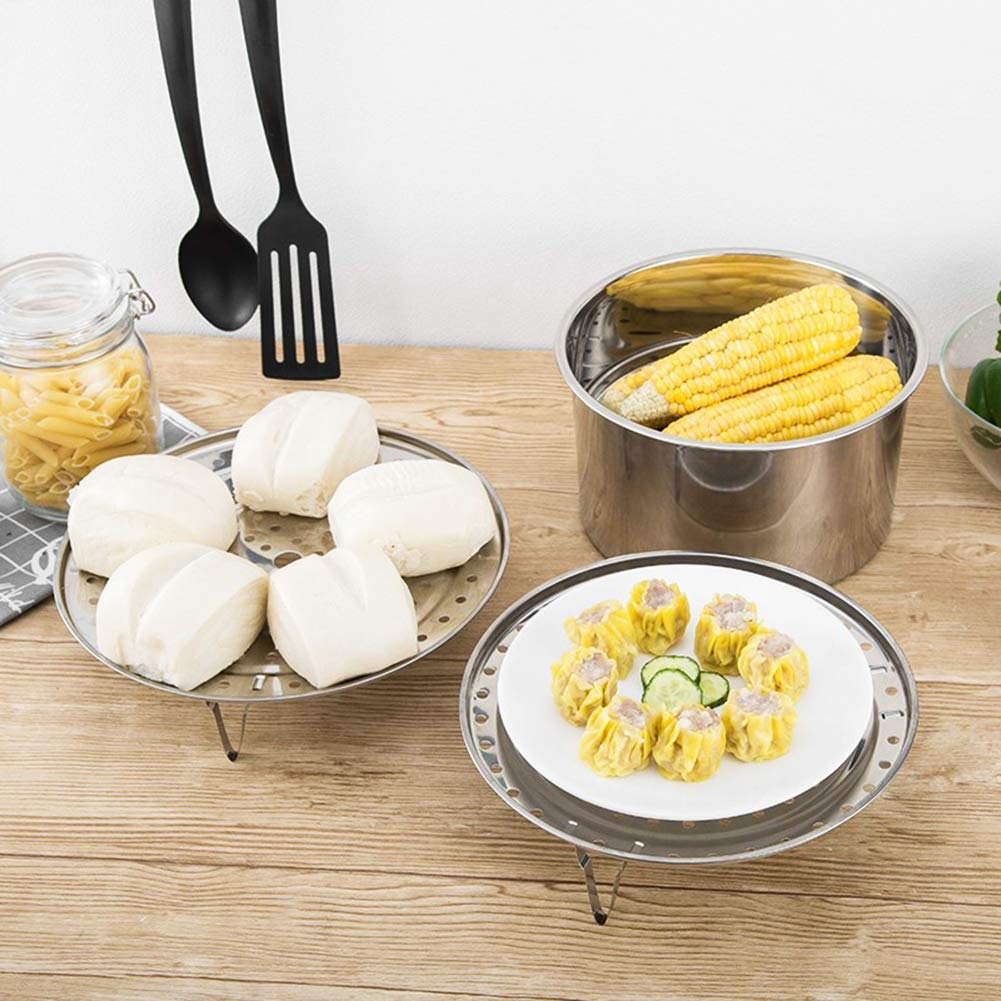Stainless Steel Steamer Rack Set - 3 Pack with Clip (7.6
