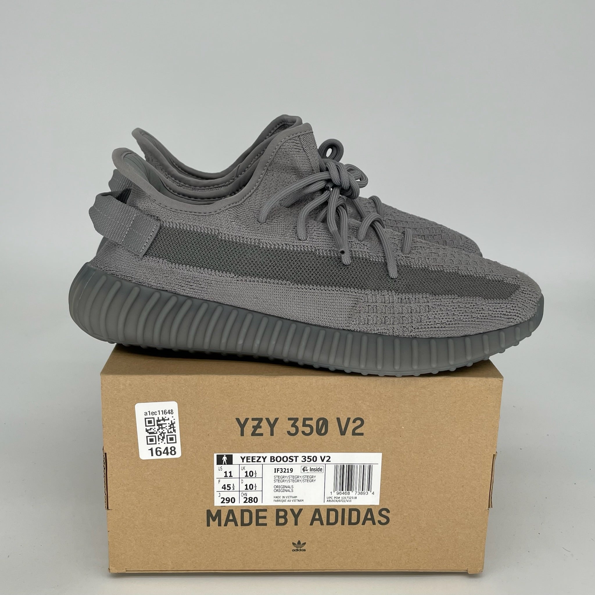 Adidas Yeezy Boost 350 V2 Steel Grey Men's Running Shoes Size 11 - IF3219 | Comfortable Sneakers for Casual Wear, Gym & Street Fashion