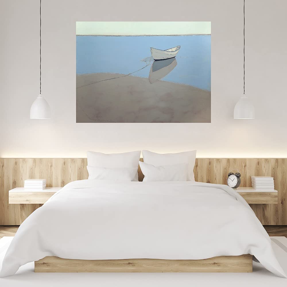 Fine Art Canvas White Dory Wall Decor by Artist John Rufo - Ready to Hang 46x35 Inch - Perfect for Living Room, Bedroom, Bathroom, Kitchen, Office, Bar & Dining Room - Coastal & Modern Home Decor