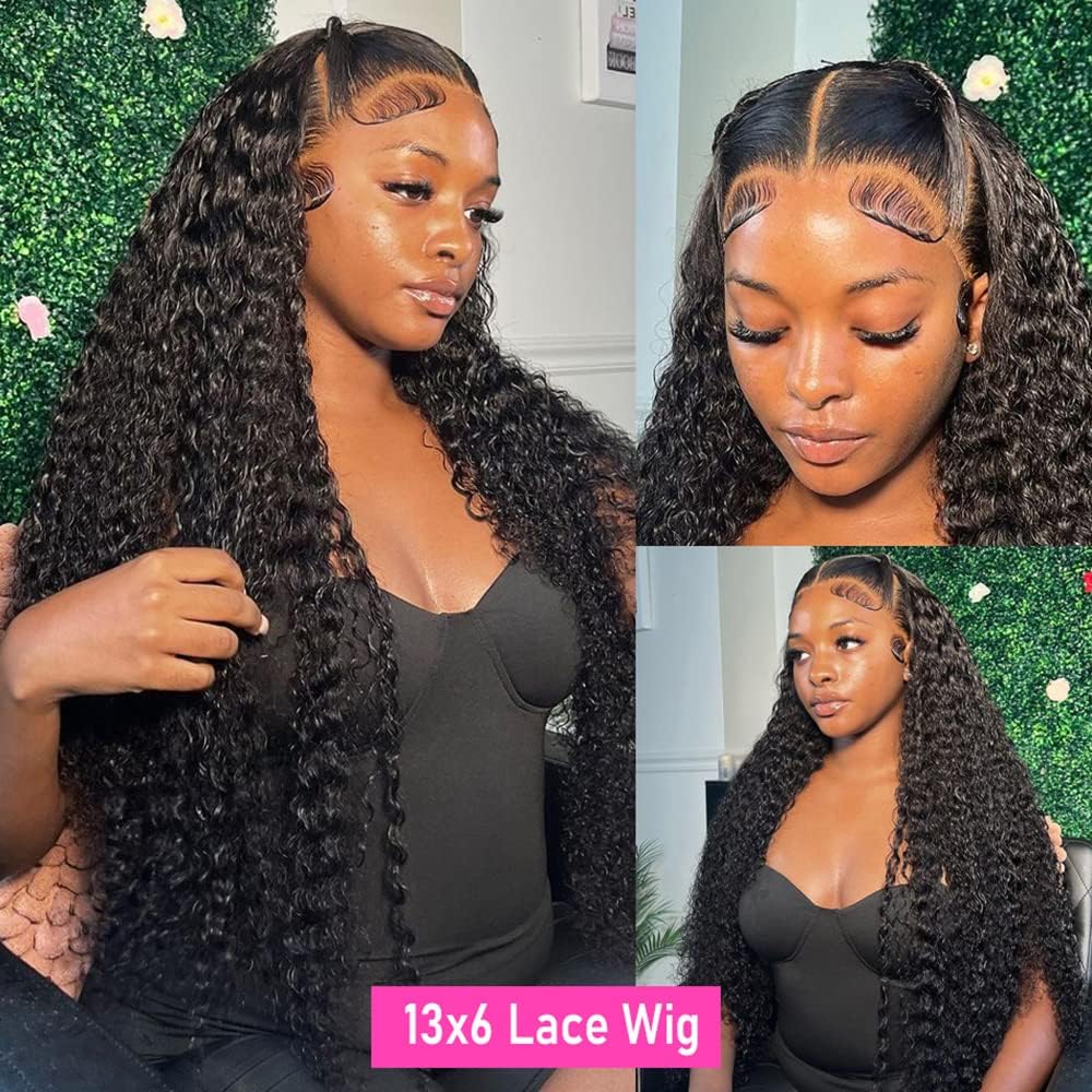 13x6 Deep Wave Lace Front Wigs Human Hair - HD Lace Frontal Wigs for Black Women - Glueless Curly Lace Front Wig with Baby Hair & Pre-Plucked Hairline - 150% Density (Natural Color, 20 Inch) - Perfect for Daily Wear, Parties, Weddings & Special Occasions