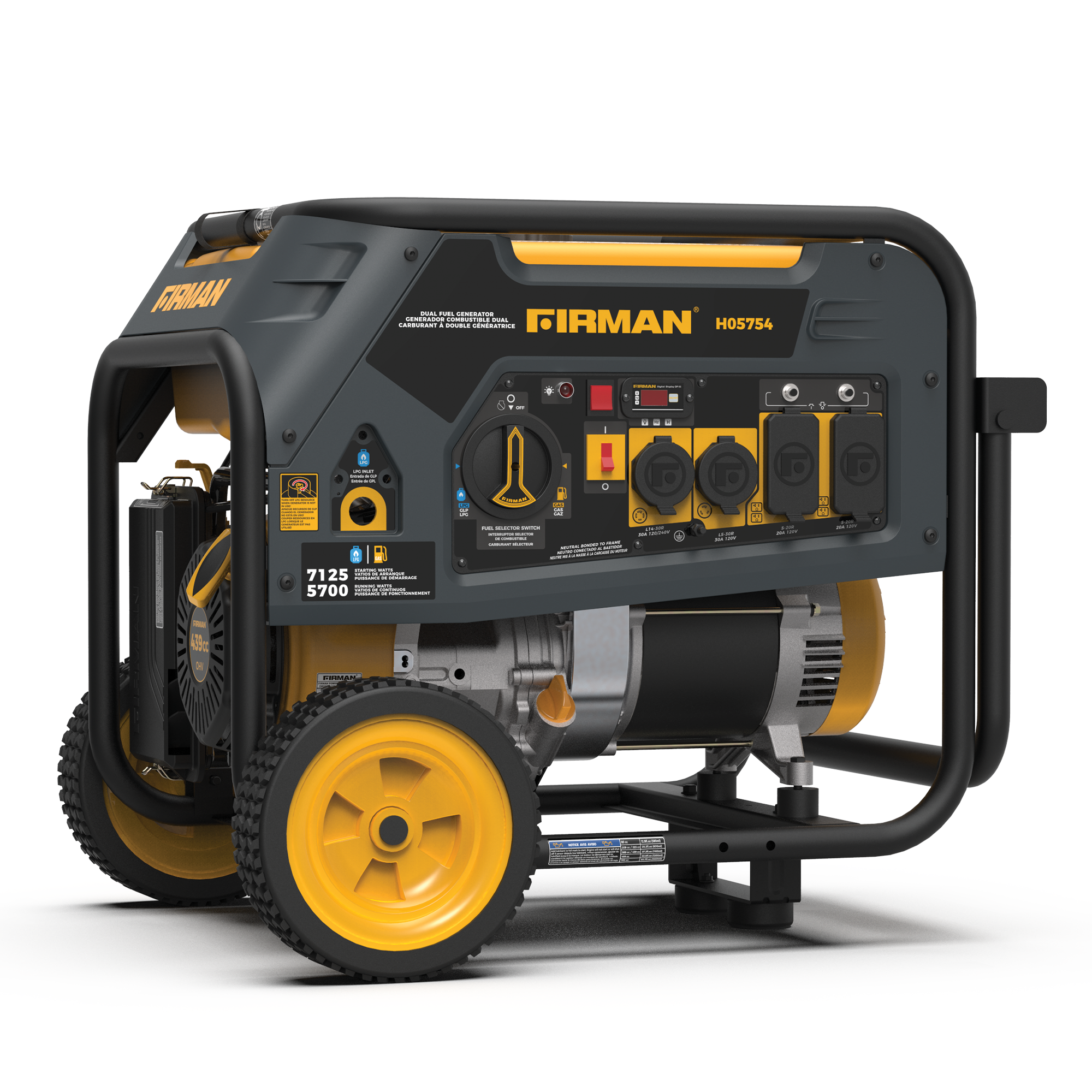 5700W Dual Fuel Portable Generator with Recoil Start - 120V/240V Output for Camping, Emergency Power & Outdoor Activities